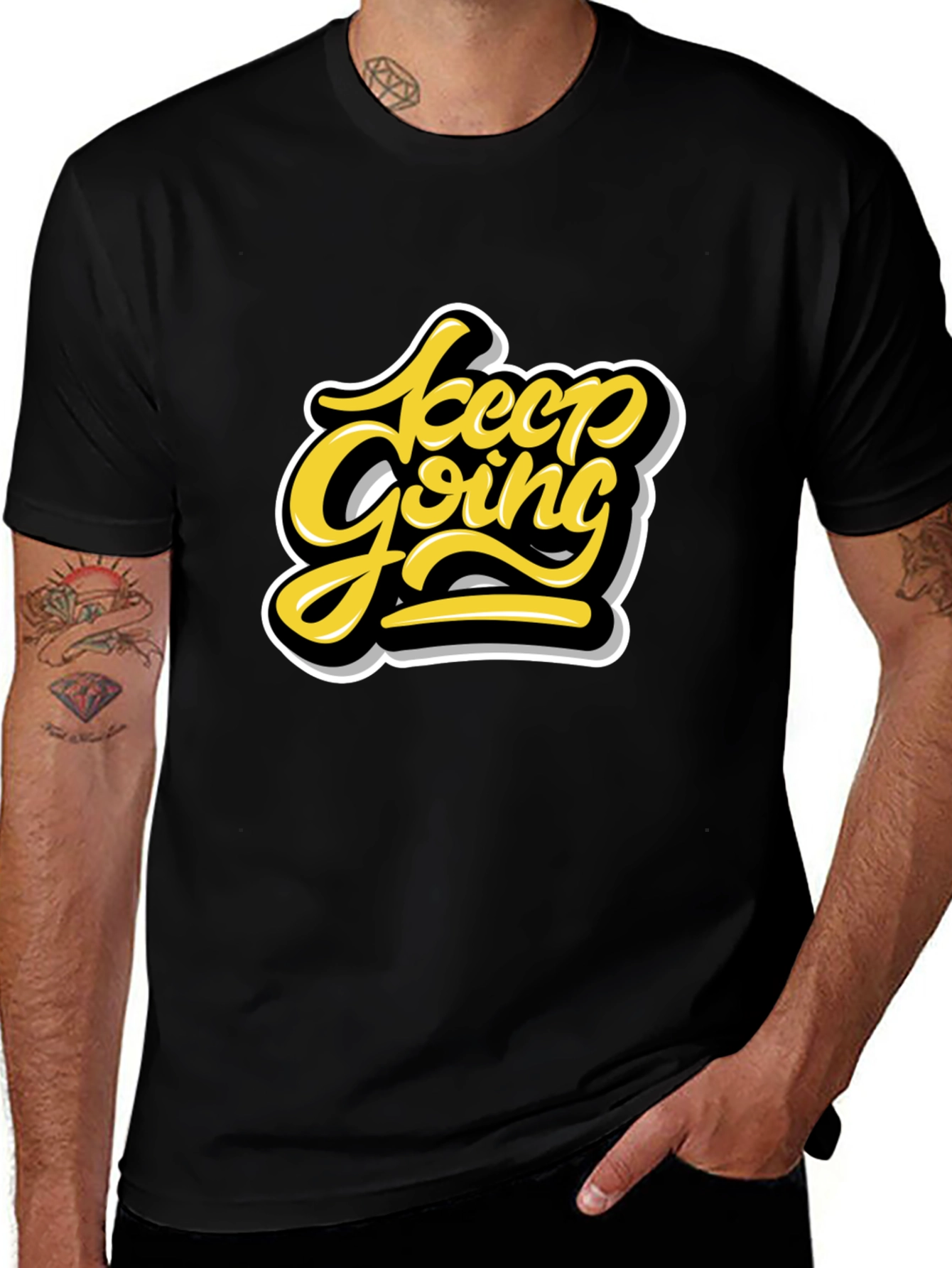 Variant 20 of Keep Going Graphic Tee - Motivational Black T-Shirt