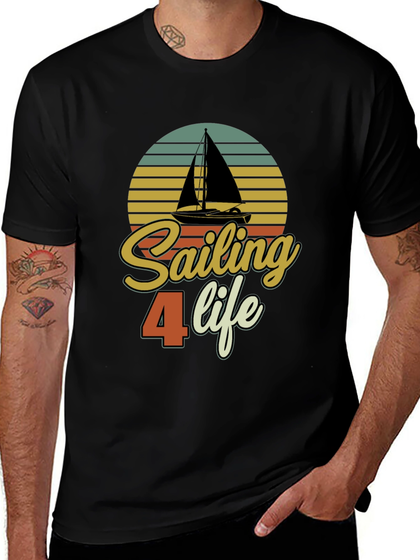 Variant 3 of Sailing 4 Life Graphic Tee - Retro Sailboat Design