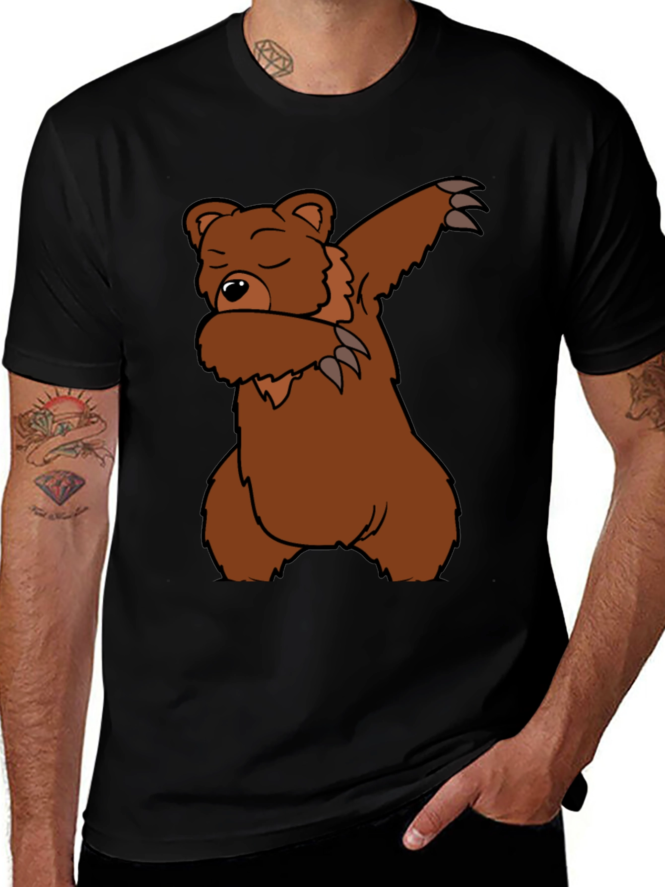Variant 5 of Dabbing Bear Graphic T-Shirt - Black