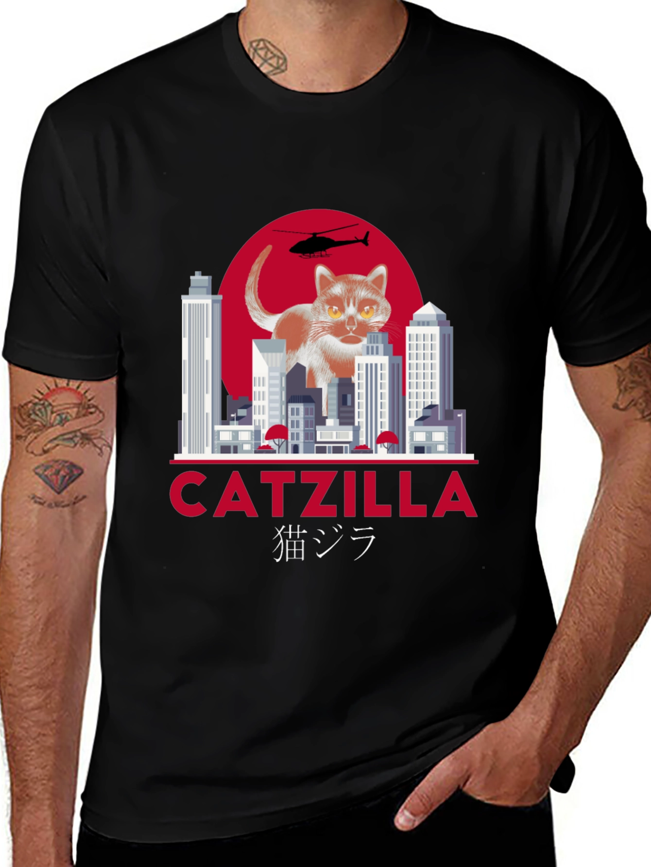 Catzilla T-Shirt Funny Cat Godzilla Parody Tee