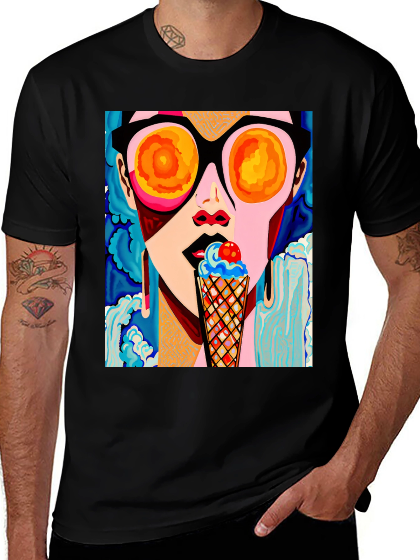 Variant 9 of Pop Art Woman Ice Cream Graphic Tee
