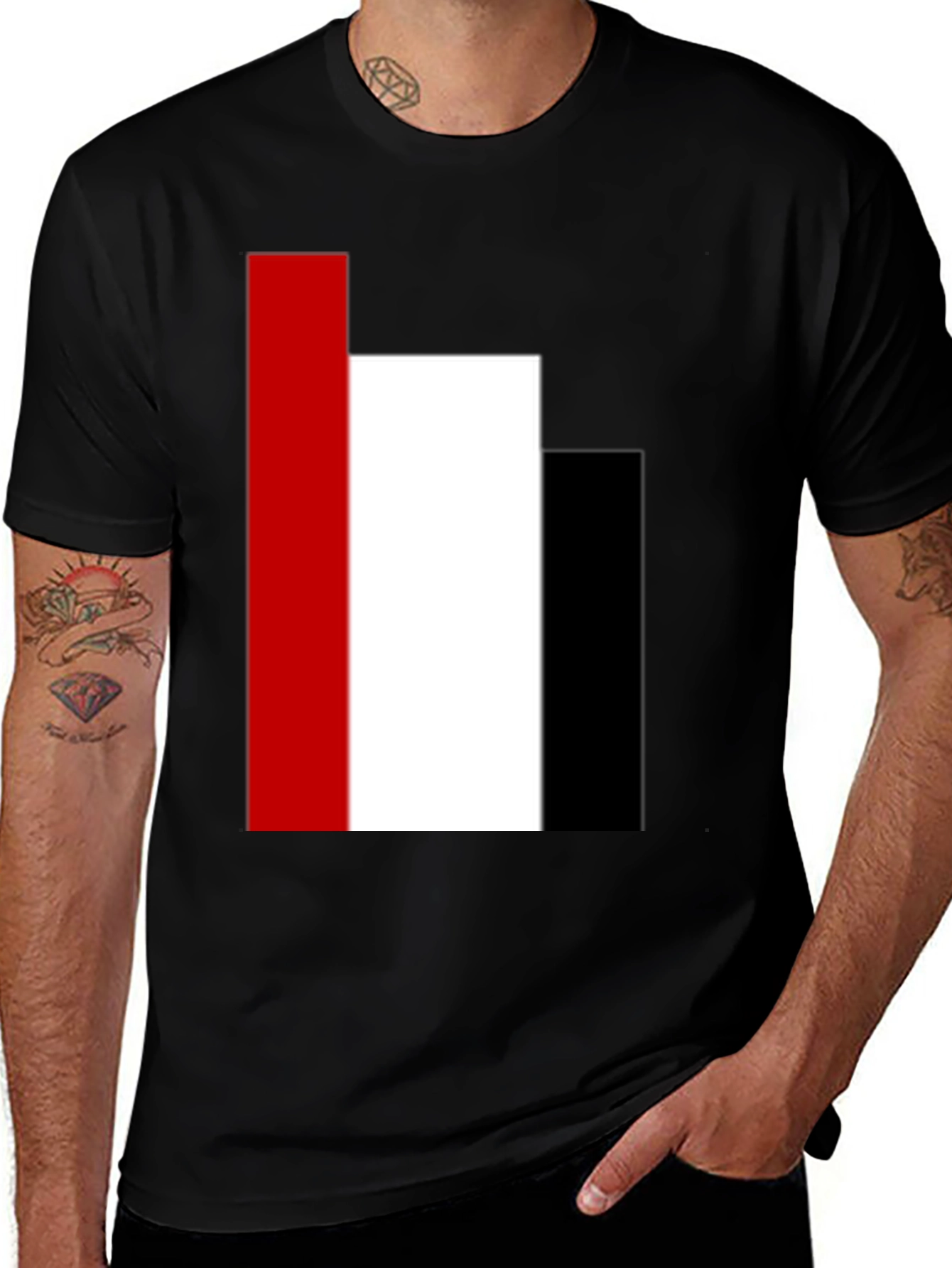 Variant 23 of Modern Geometric Stripe Tee - Red, White & Black