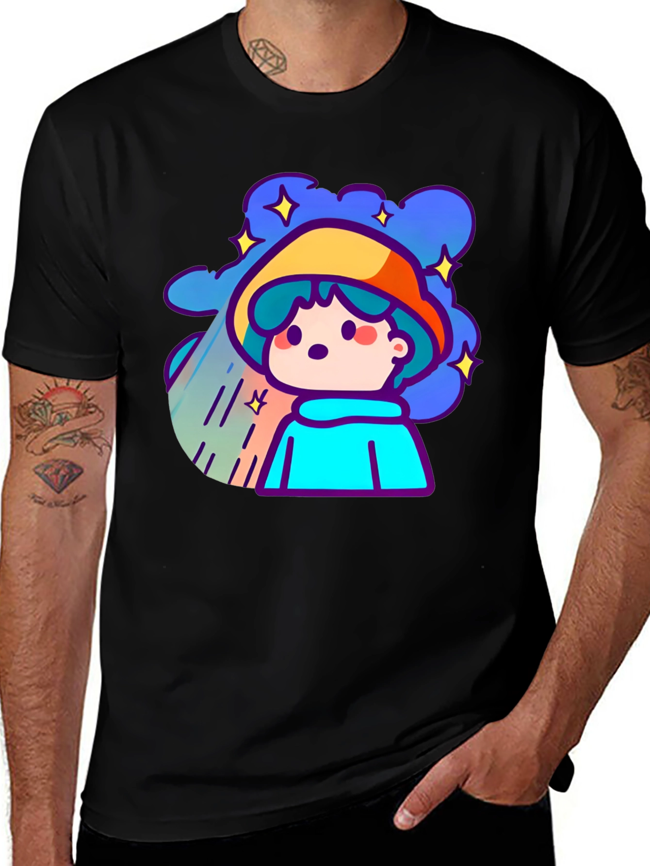 Cartoon Character Black T-Shirt