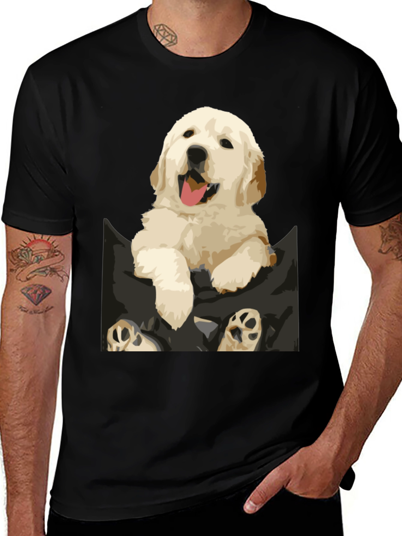 Black Puppy Pocket Graphic Tee main image
