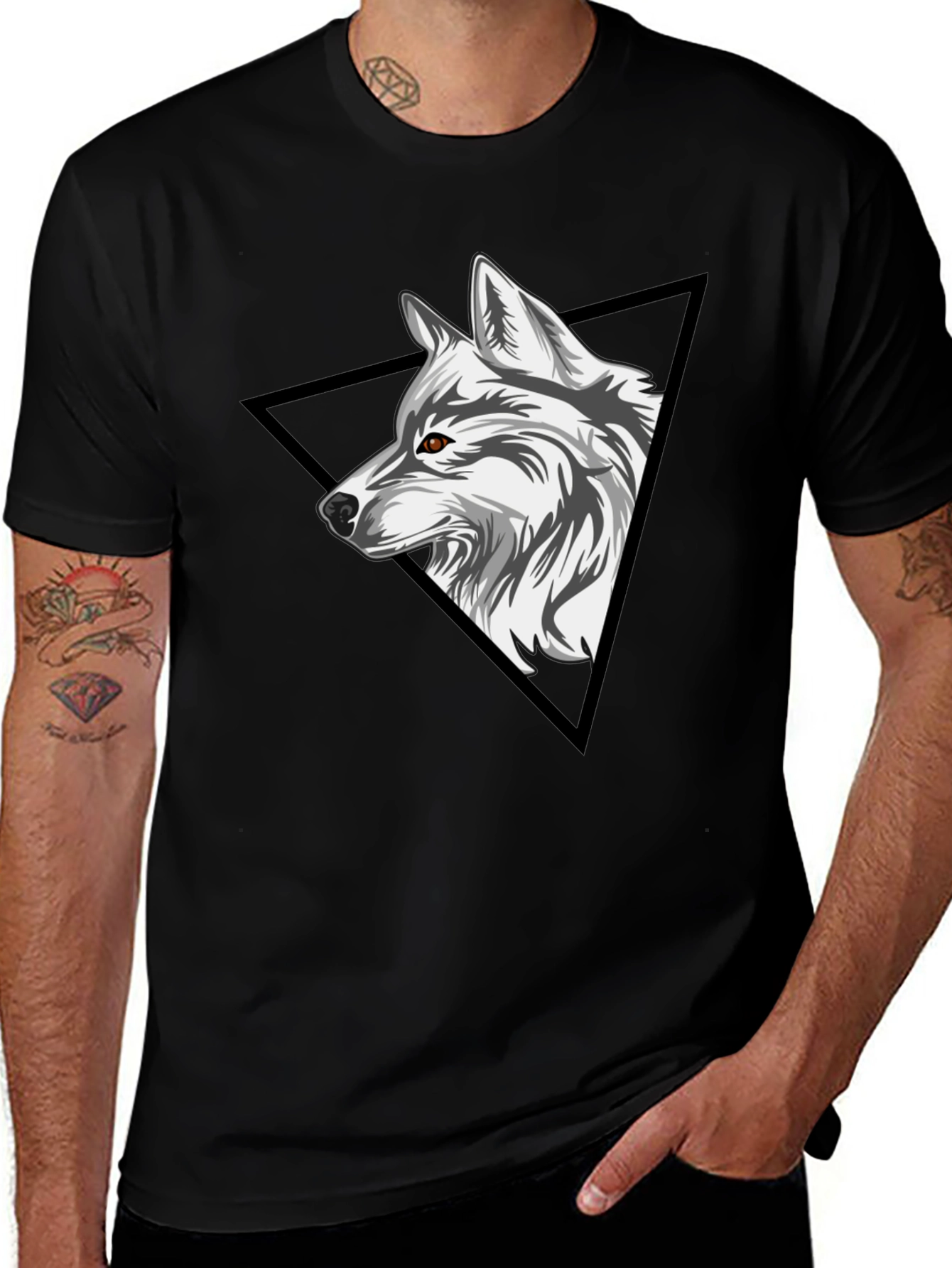 Variant 10 of Wolf Graphic Tee - Black Cotton Blend T-Shirt