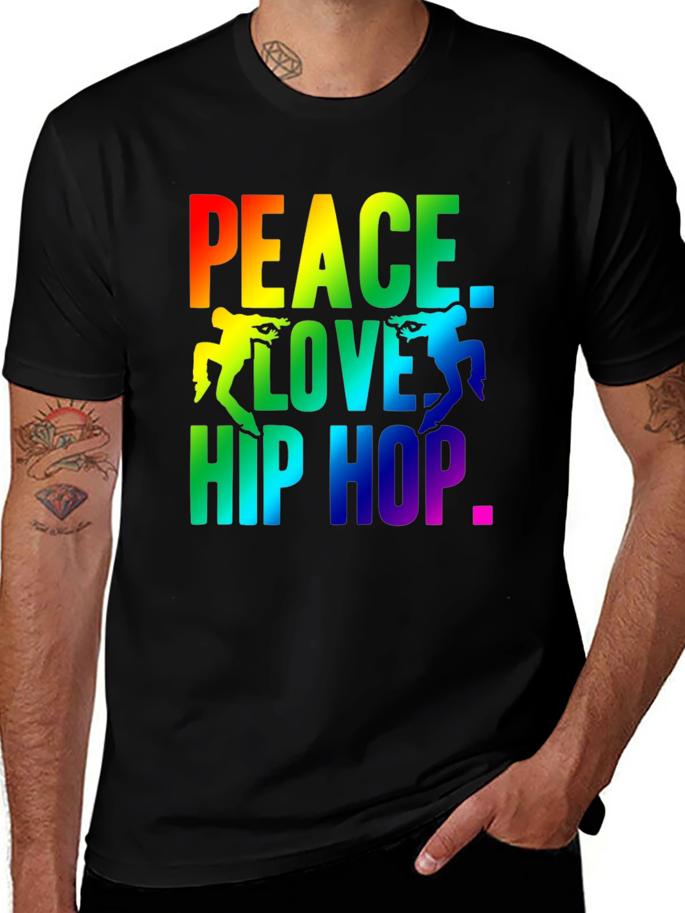 Variant 14 of Peace Love Hip Hop Rainbow Graphic Tee