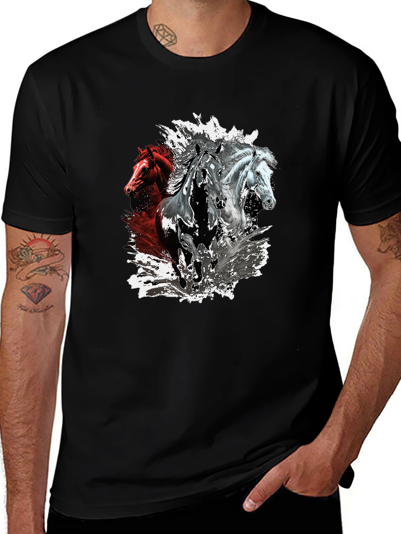 Variant 22 of Three Horse T-Shirt - Artistic Equine Design