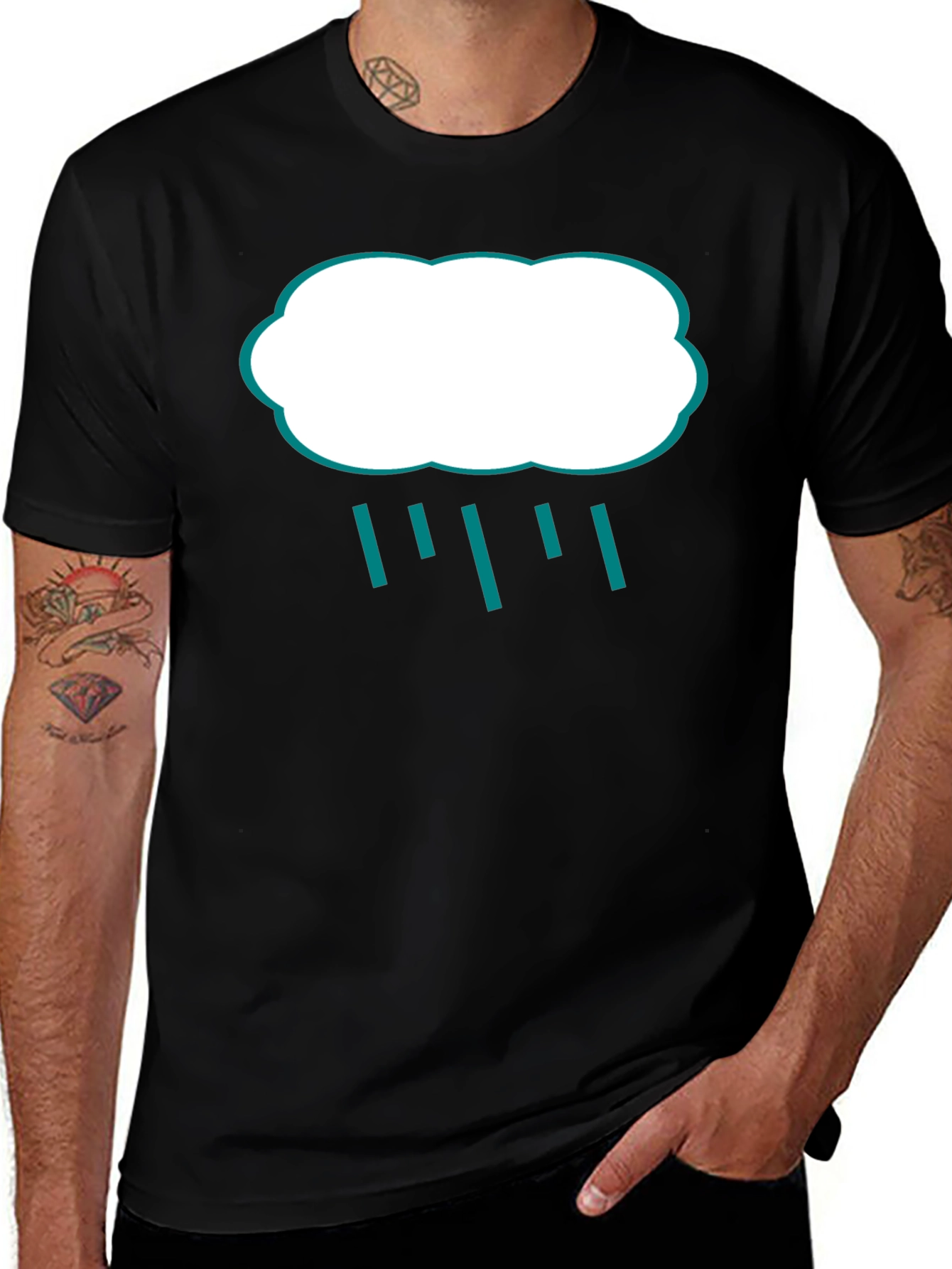 Rain Cloud Graphic Tee - Black Cotton T-Shirt