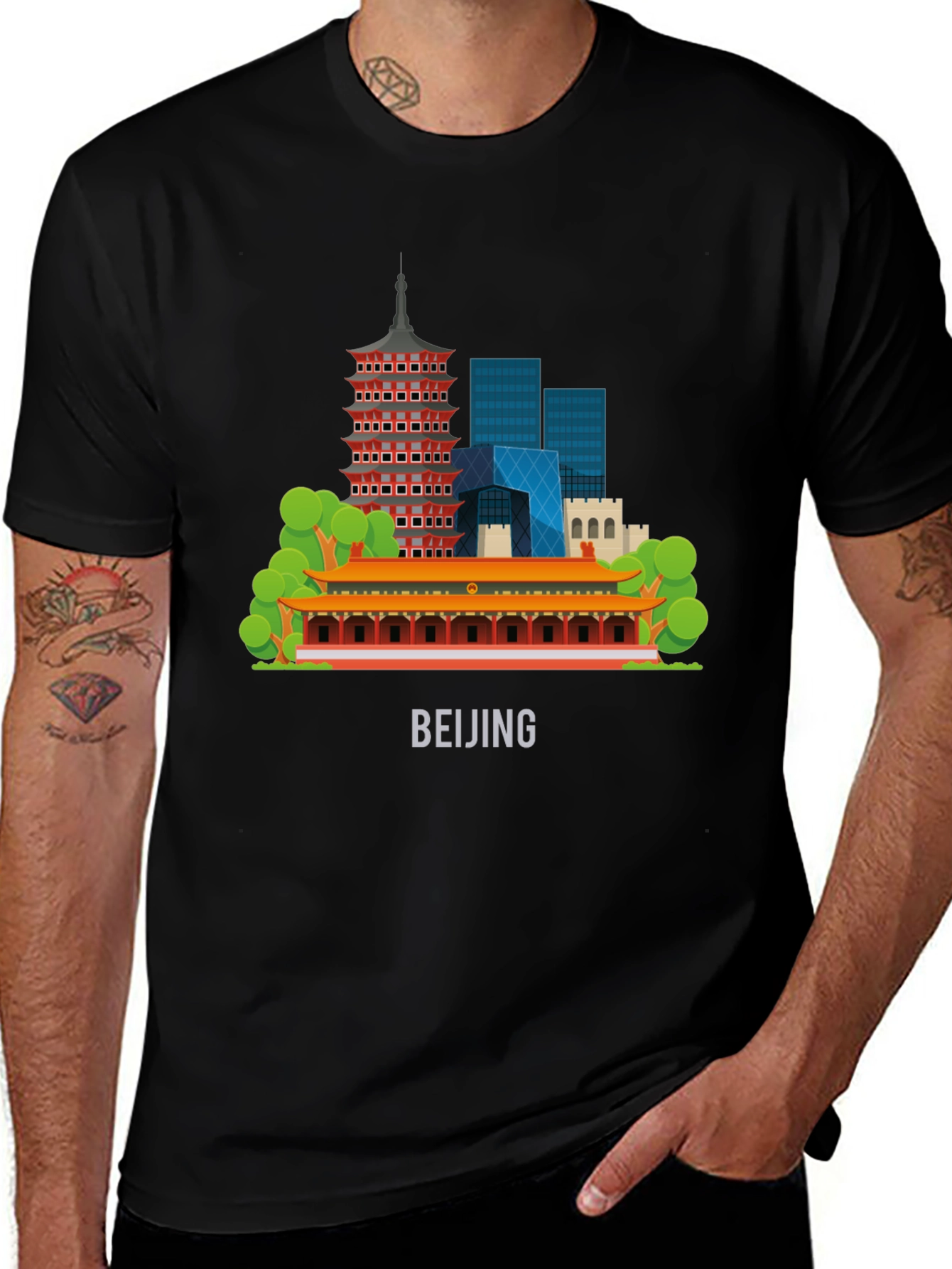 Beijing Skyline Black Graphic Tee