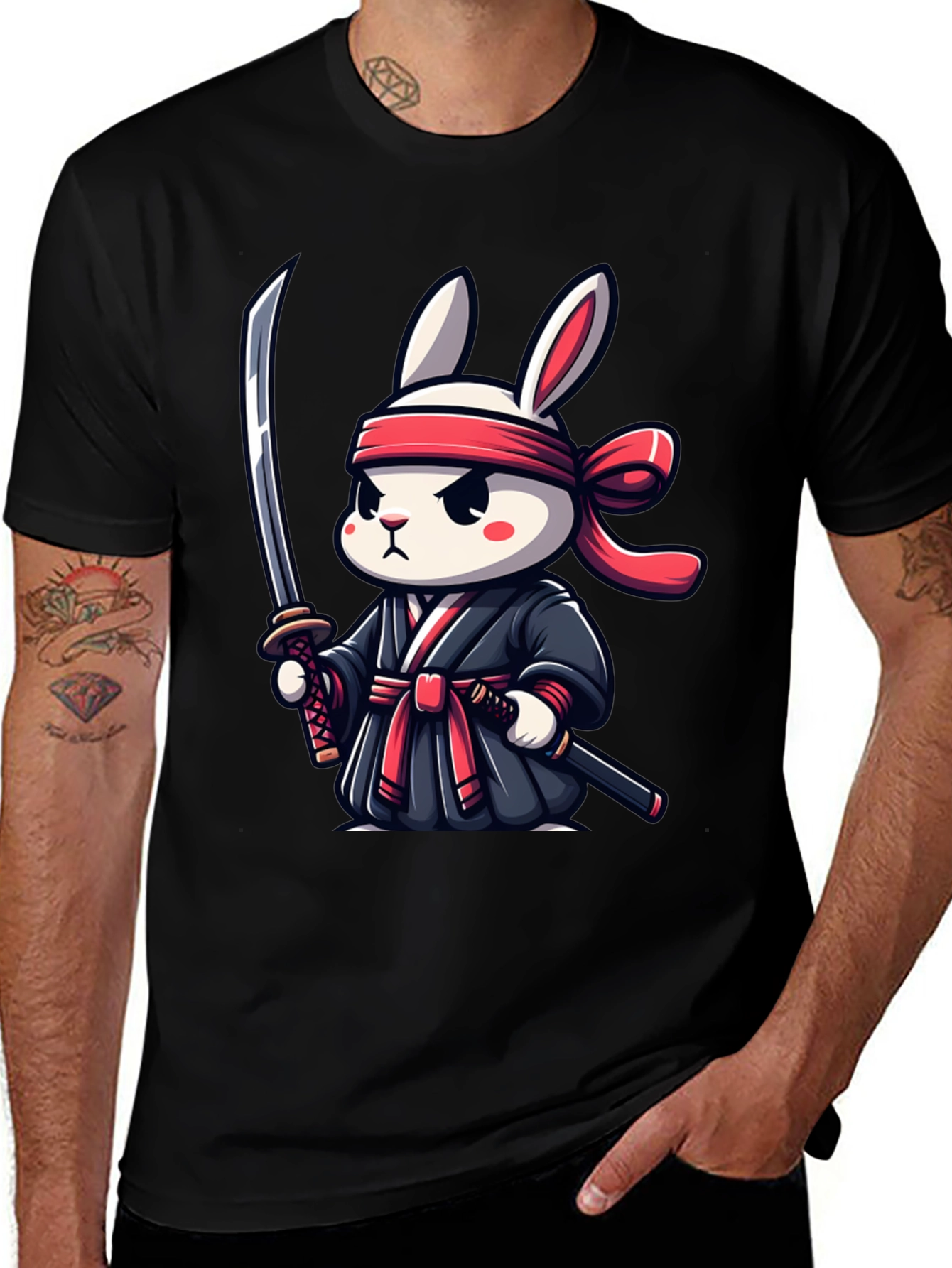 Variant 20 of Ninja Rabbit Graphic Tee - Cool Cartoon Design