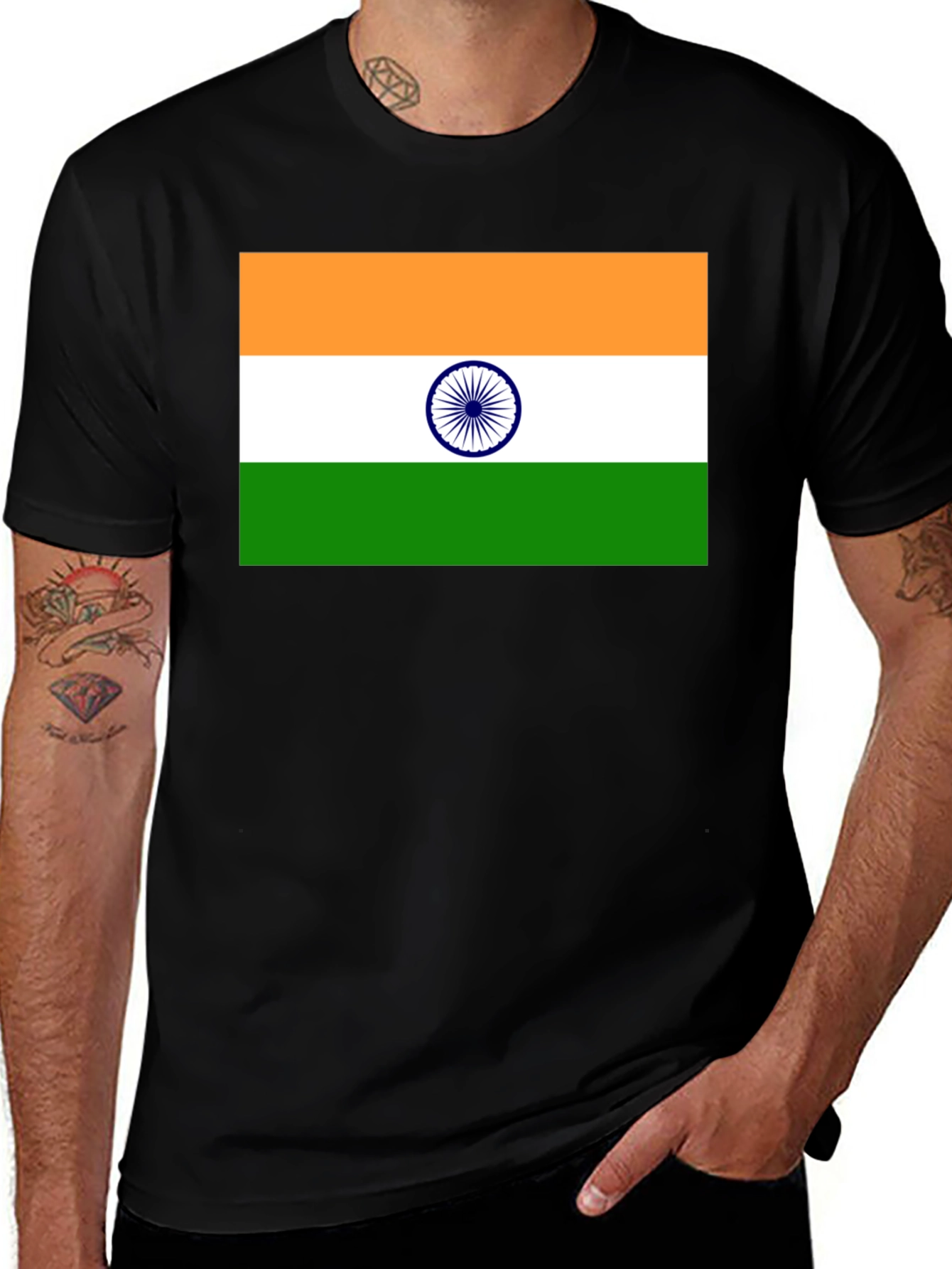 India Flag Graphic Black T-Shirt