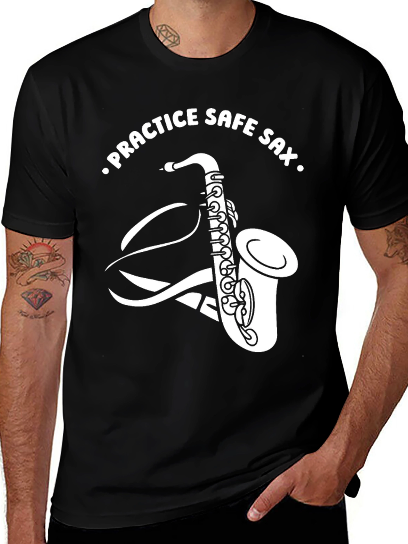 Variant 10 of Practice Safe Sax T-Shirt - Funny Music Tee