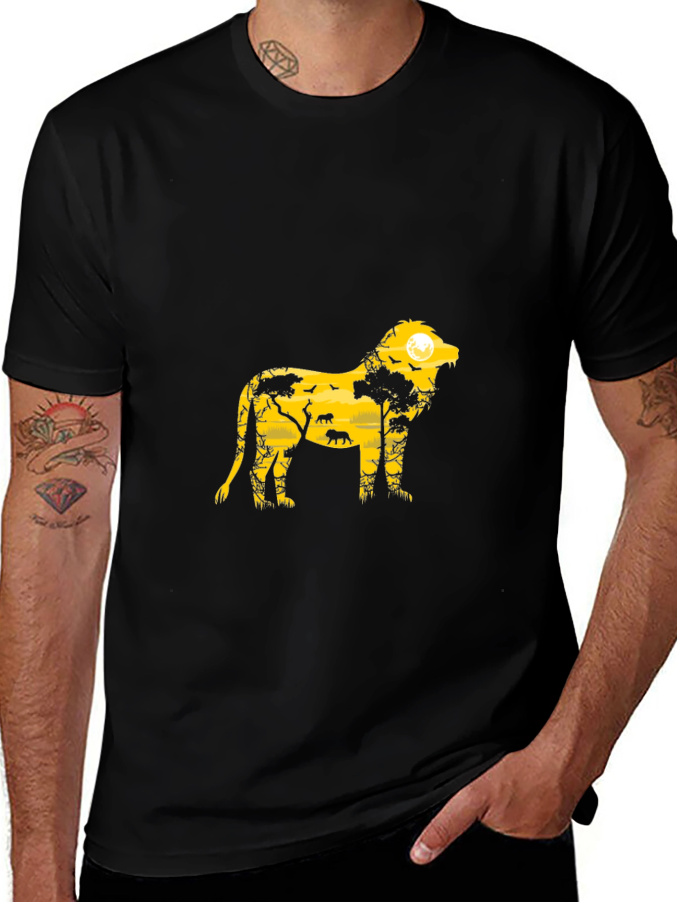 Variant 13 of Lion Silhouette Graphic Tee - Black