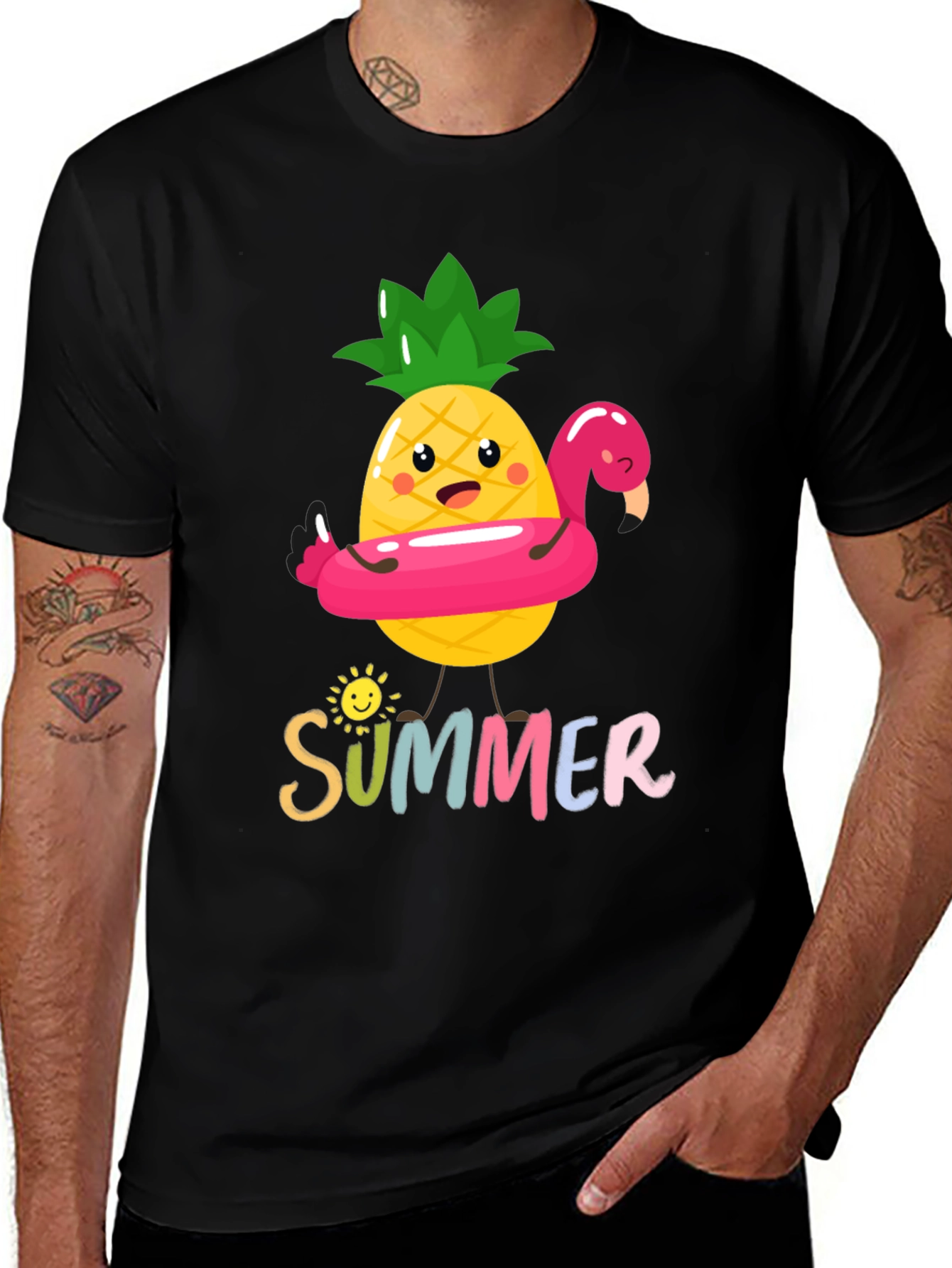 Variant 6 of Summer Pineapple Flamingo Graphic Tee