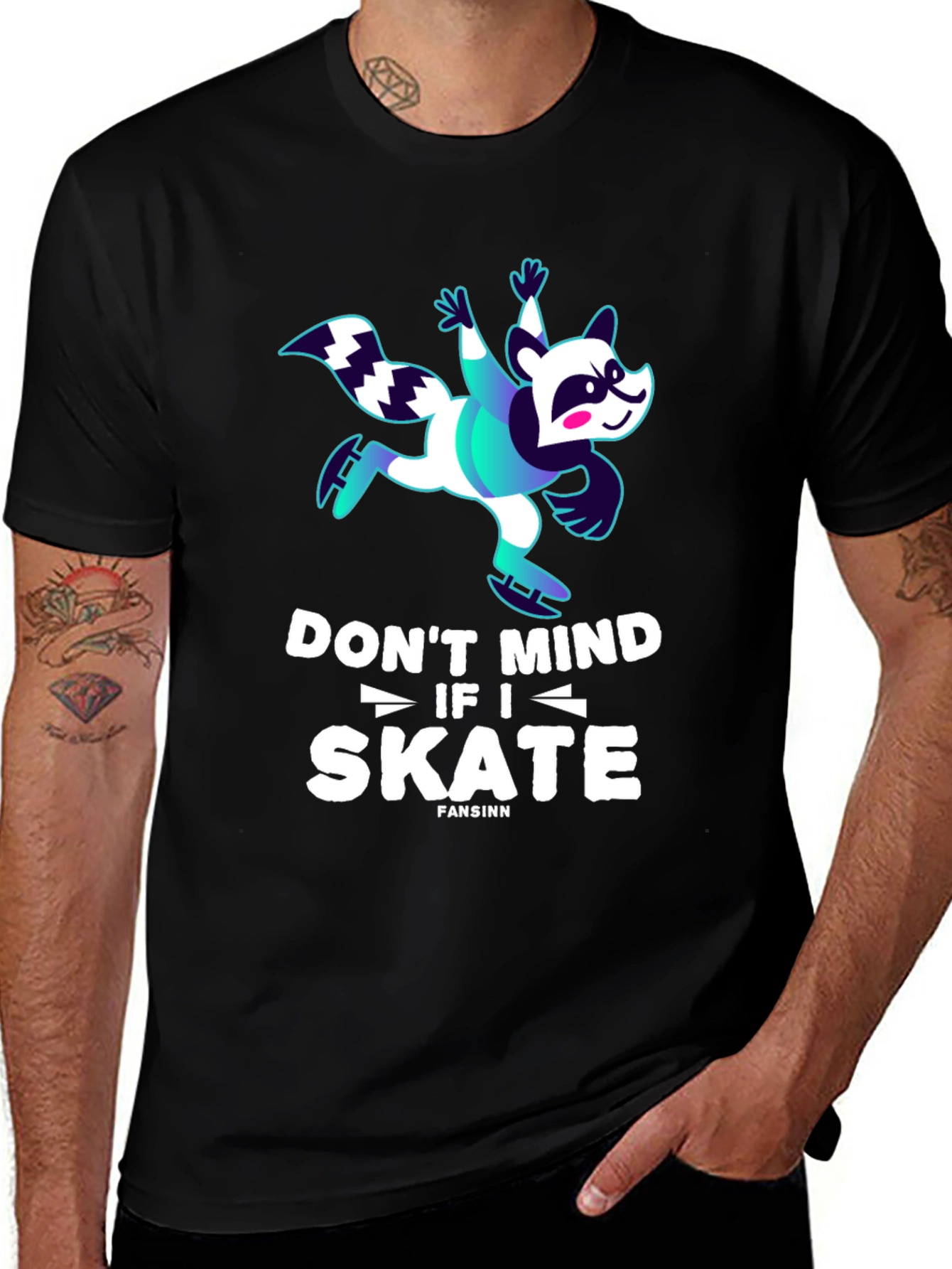 Variant 6 of Funny Skater Raccoon Graphic T-Shirt