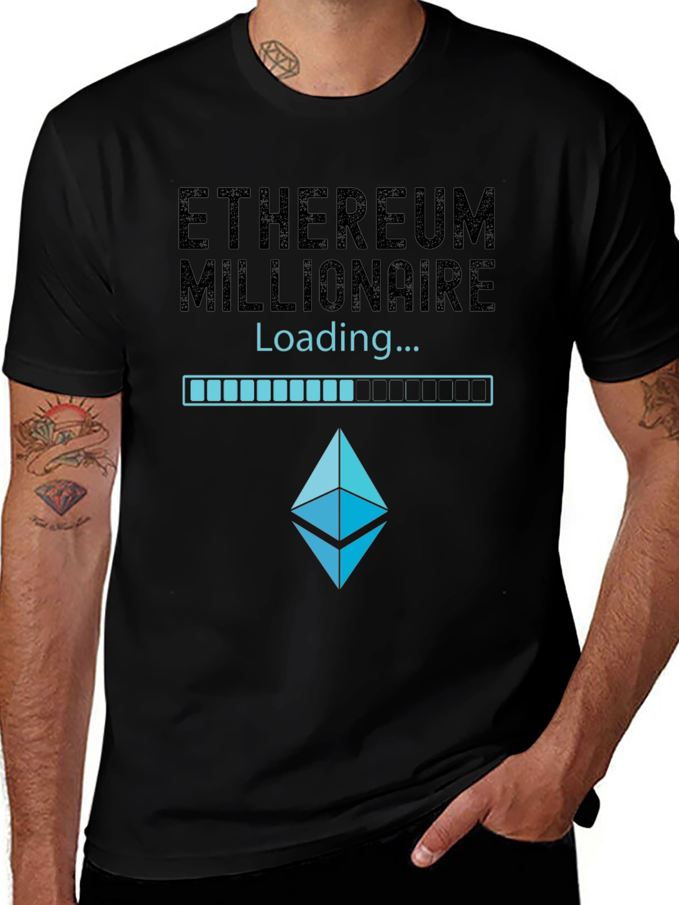 Variant 7 of Ethereum Millionaire Loading Black T-Shirt