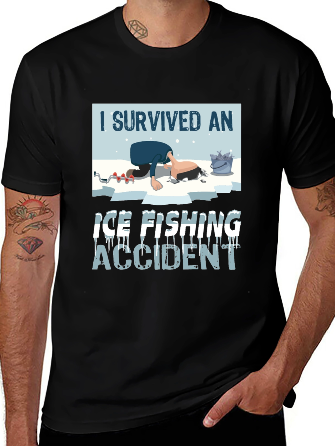 Variant 18 of I Survived Ice Fishing Accident Graphic Tee
