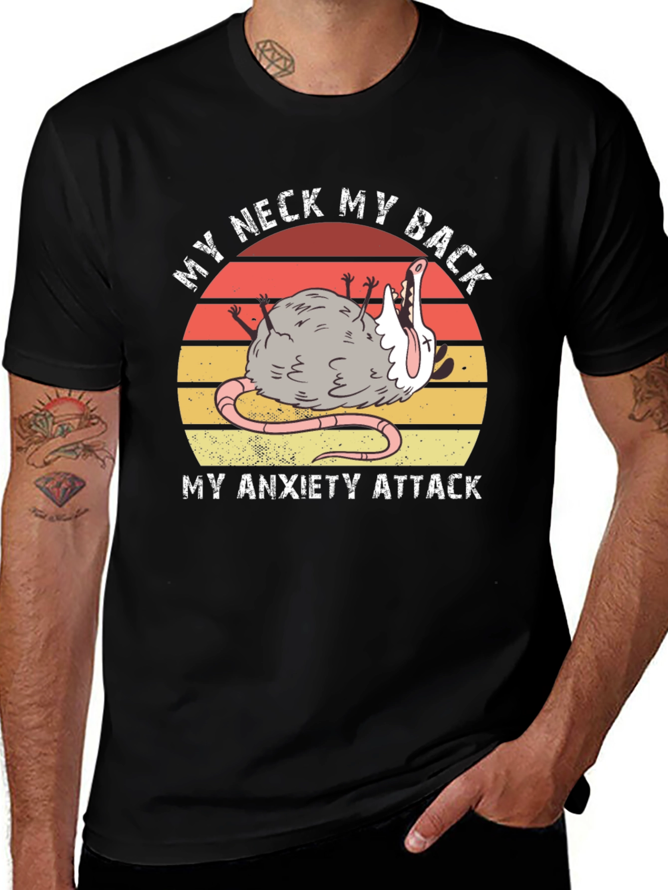 Variant 17 of My Neck My Back Anxiety Attack Opossum T-Shirt