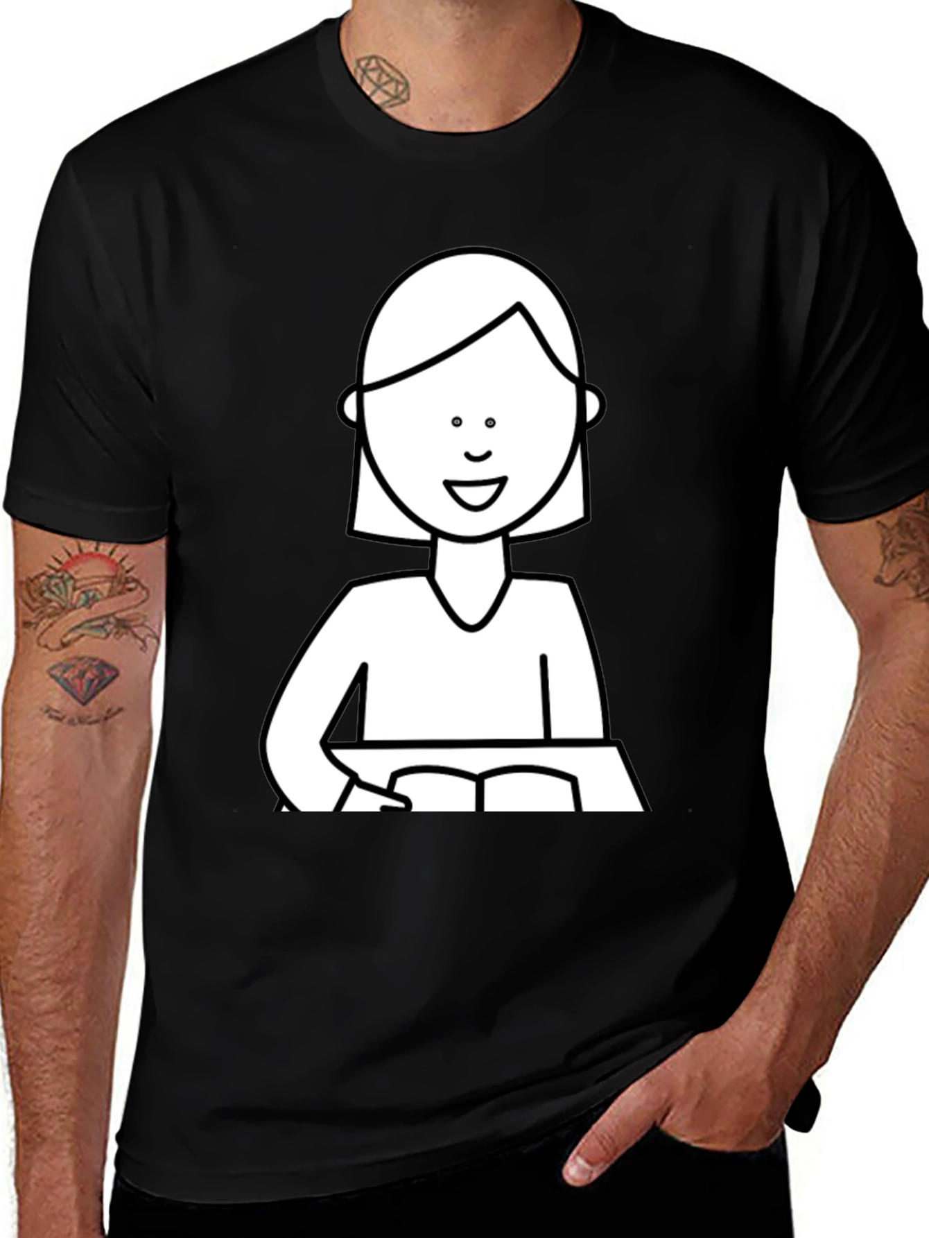 Variant 13 of Stick Figure Student Black T-Shirt