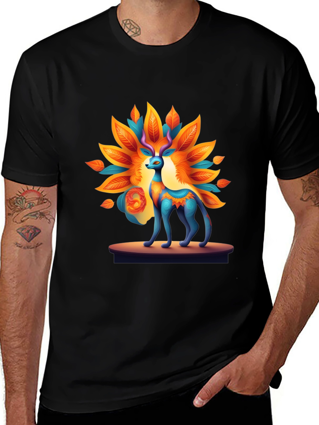 Variant 15 of Artistic Deer Graphic Tee - Unique Design
