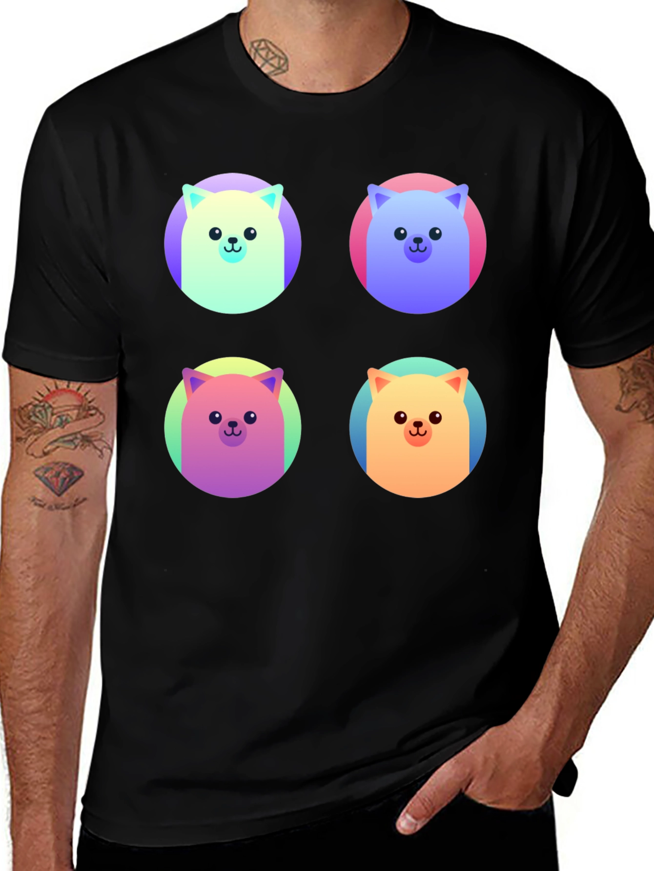 Variant 3 of Cute Cats Black T-Shirt