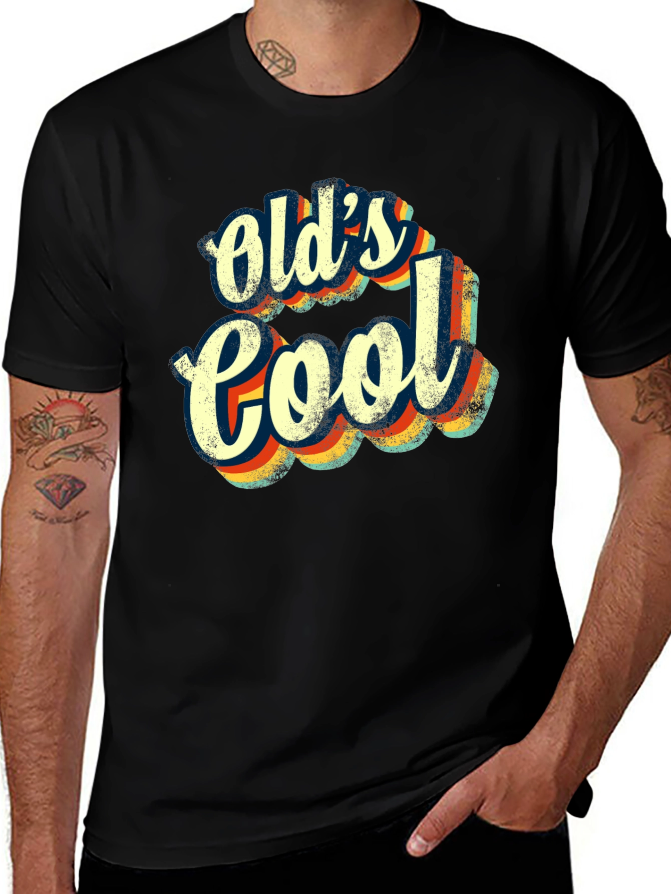 Variant 8 of Retro Old's Cool Graphic Tee - Vintage Style Black T-Shirt