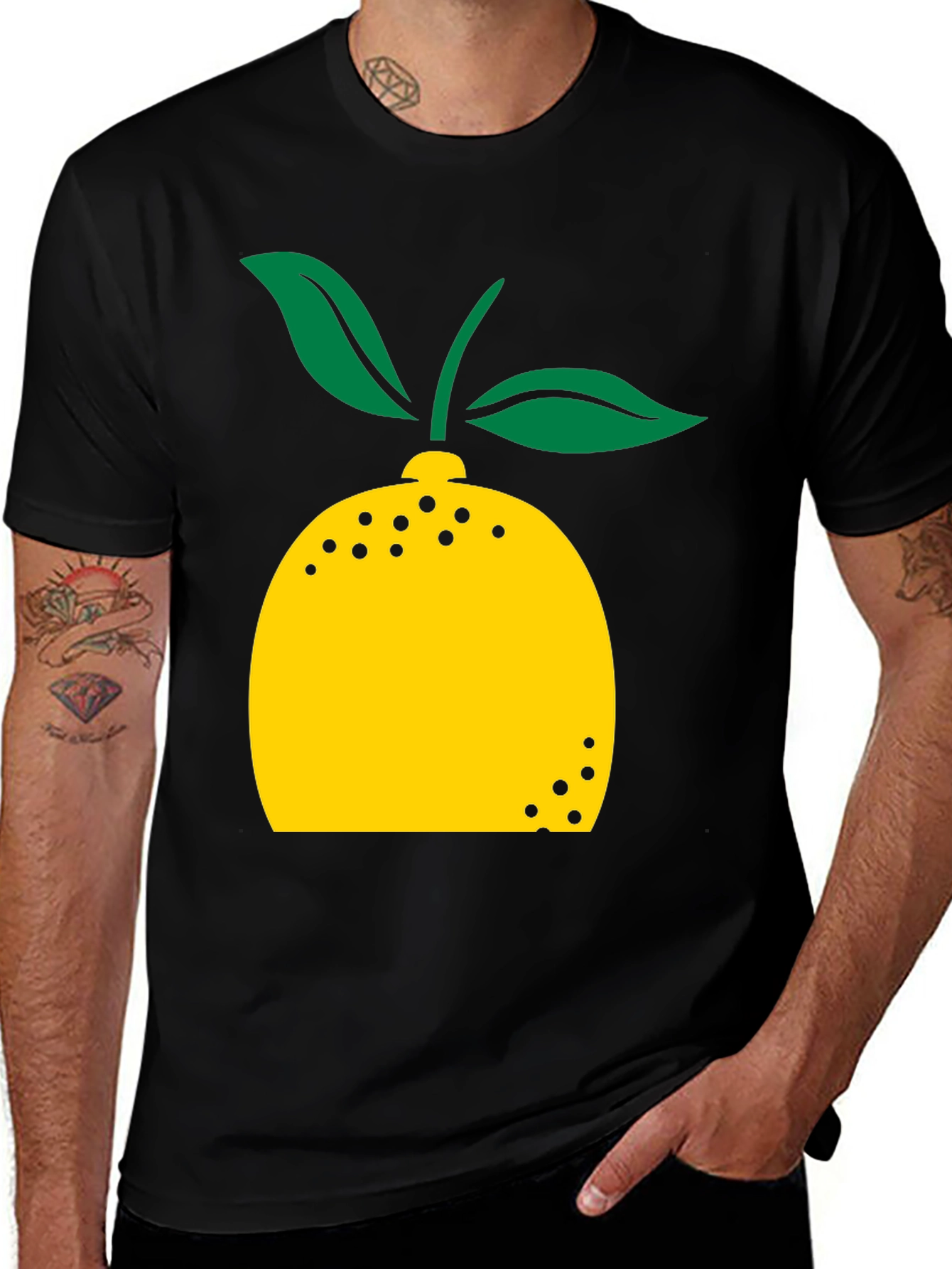 Variant 19 of Lemon Graphic Print Black T-Shirt