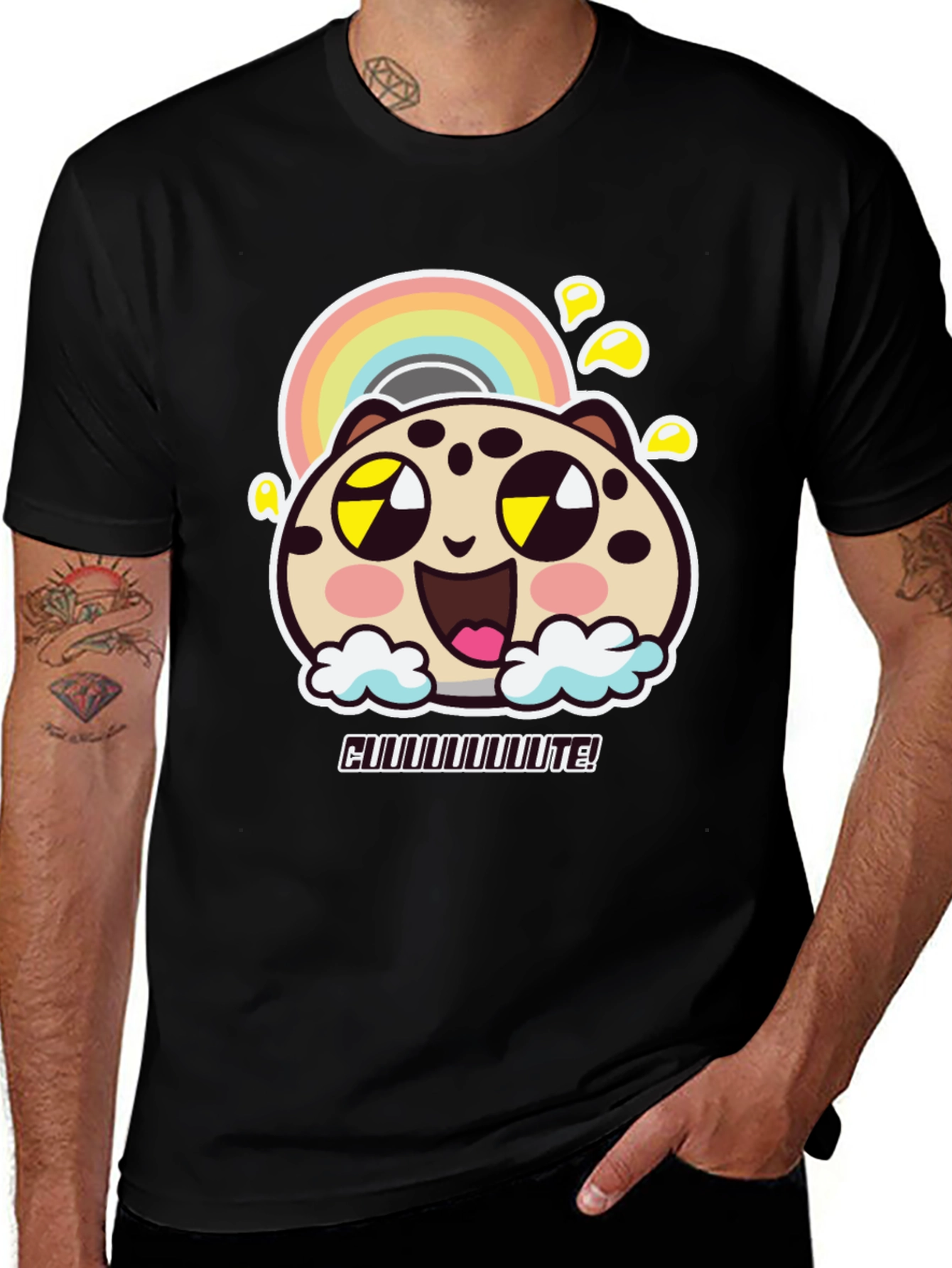 Variant 4 of Cute Cartoon Graphic T-Shirt - Black