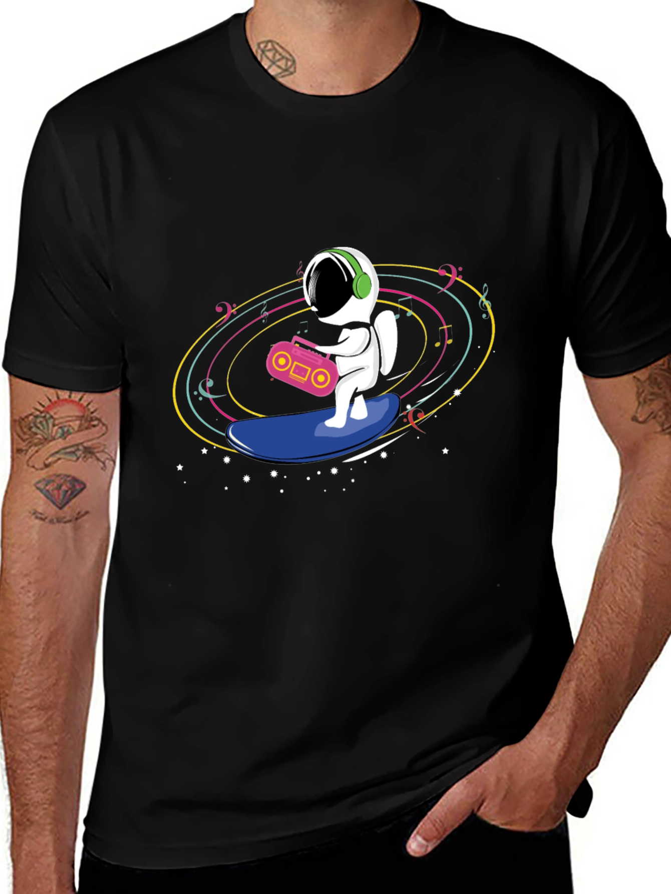 Variant 8 of Astronaut Surfing T-Shirt - Space Music Vibes