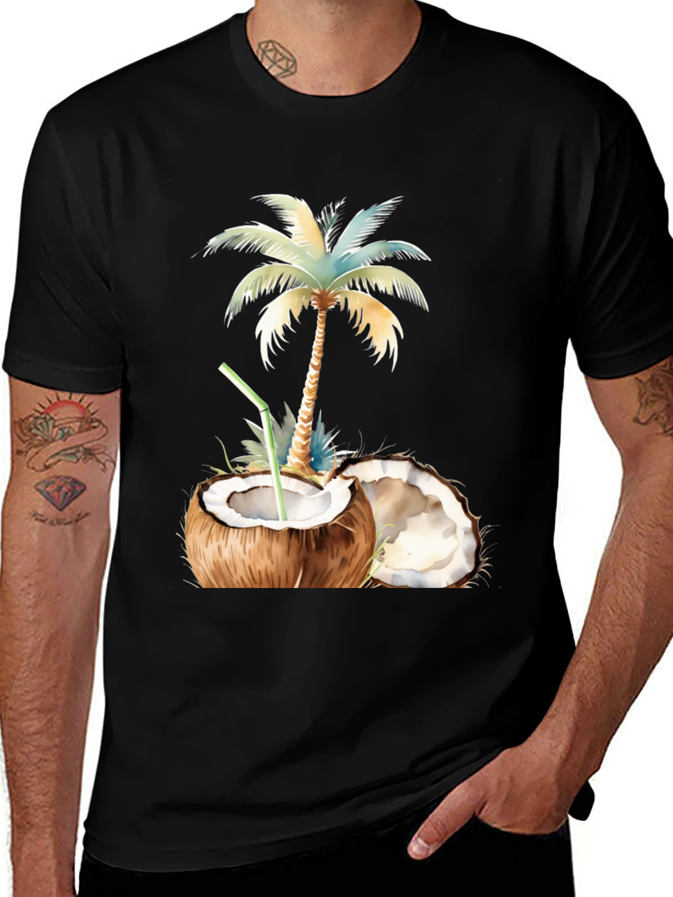 Variant 21 of Tropical Coconut Palm Tree Graphic T-Shirt