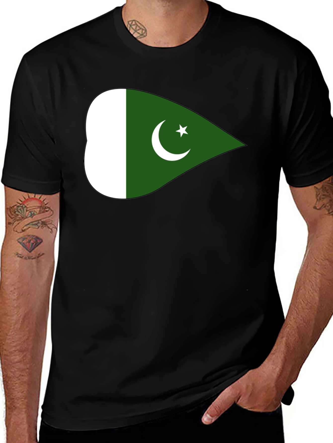 Pakistan Flag T-Shirt - Black Crew Neck Cotton Tee