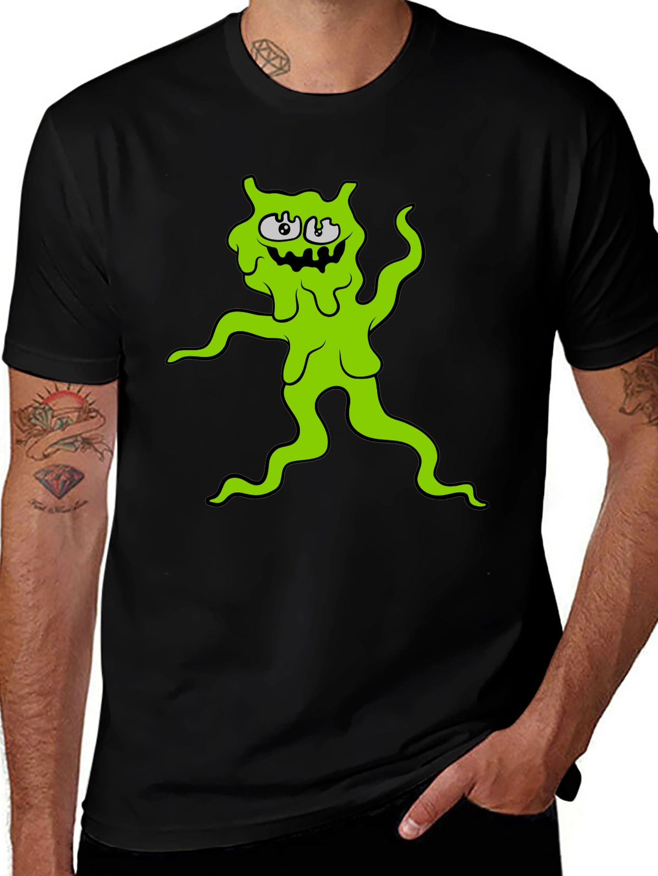 Variant 12 of Green Slime Monster Graphic Tee - Black