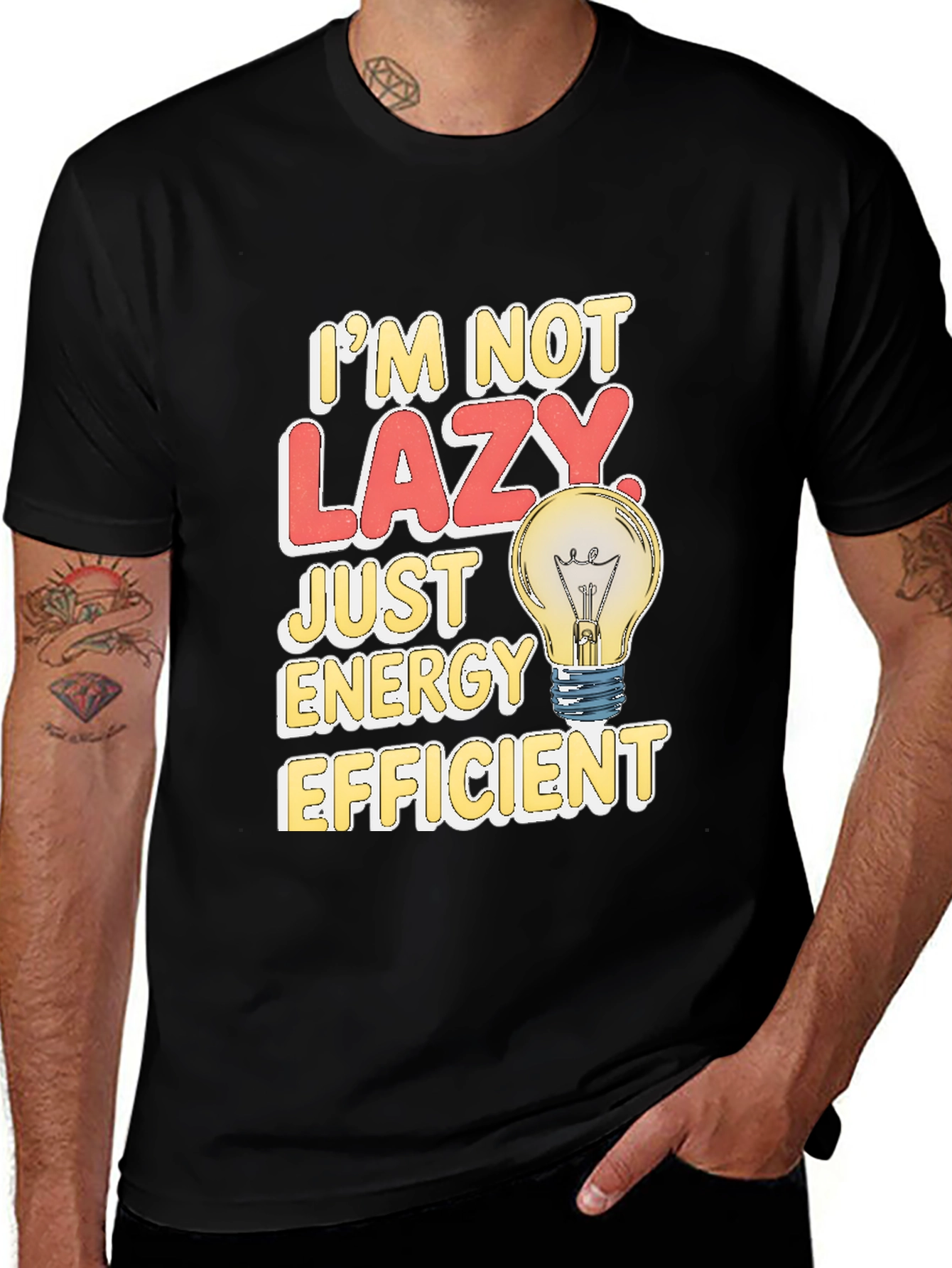 Variant 5 of Funny Energy Efficient Lazy Light Bulb T-Shirt