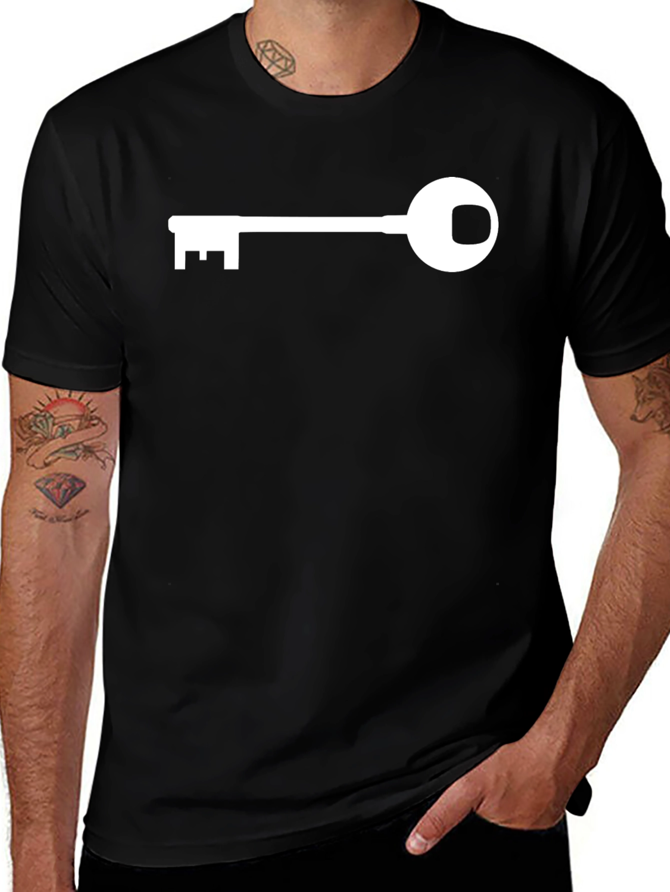 Variant 16 of Modern Key Graphic Black T-Shirt