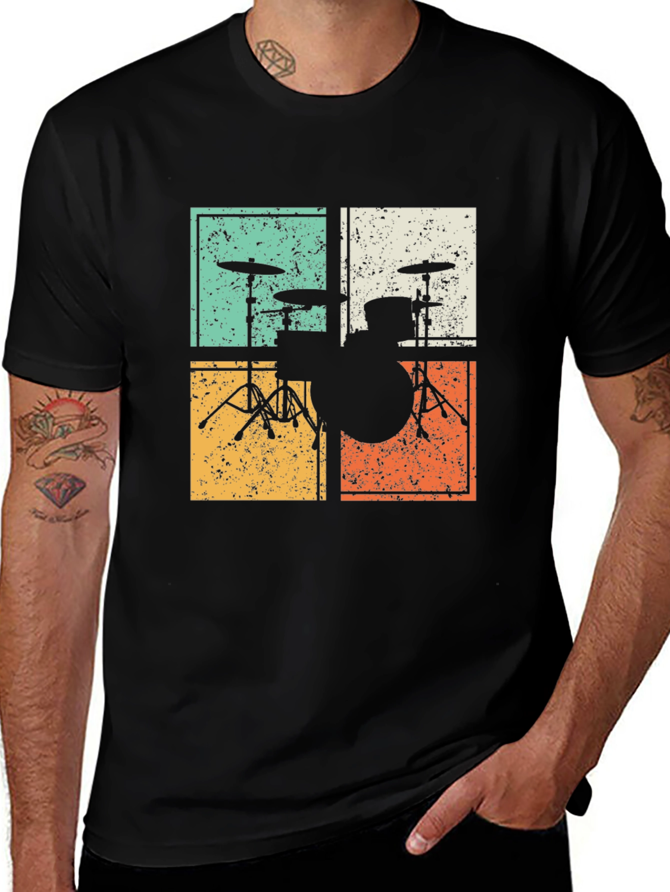 Variant 12 of Retro Drum Kit Tee - Vintage Style Musician T-Shirt