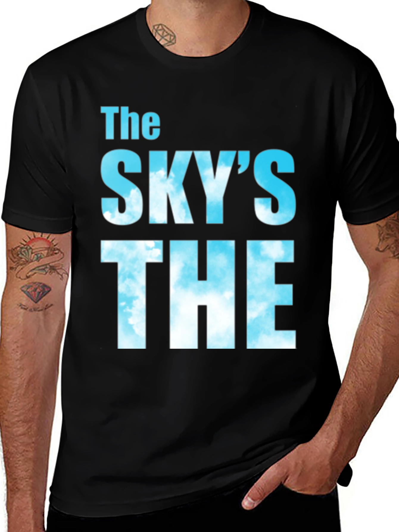 Variant 27 of Sky's the Limit Cloud Print Tee - Black