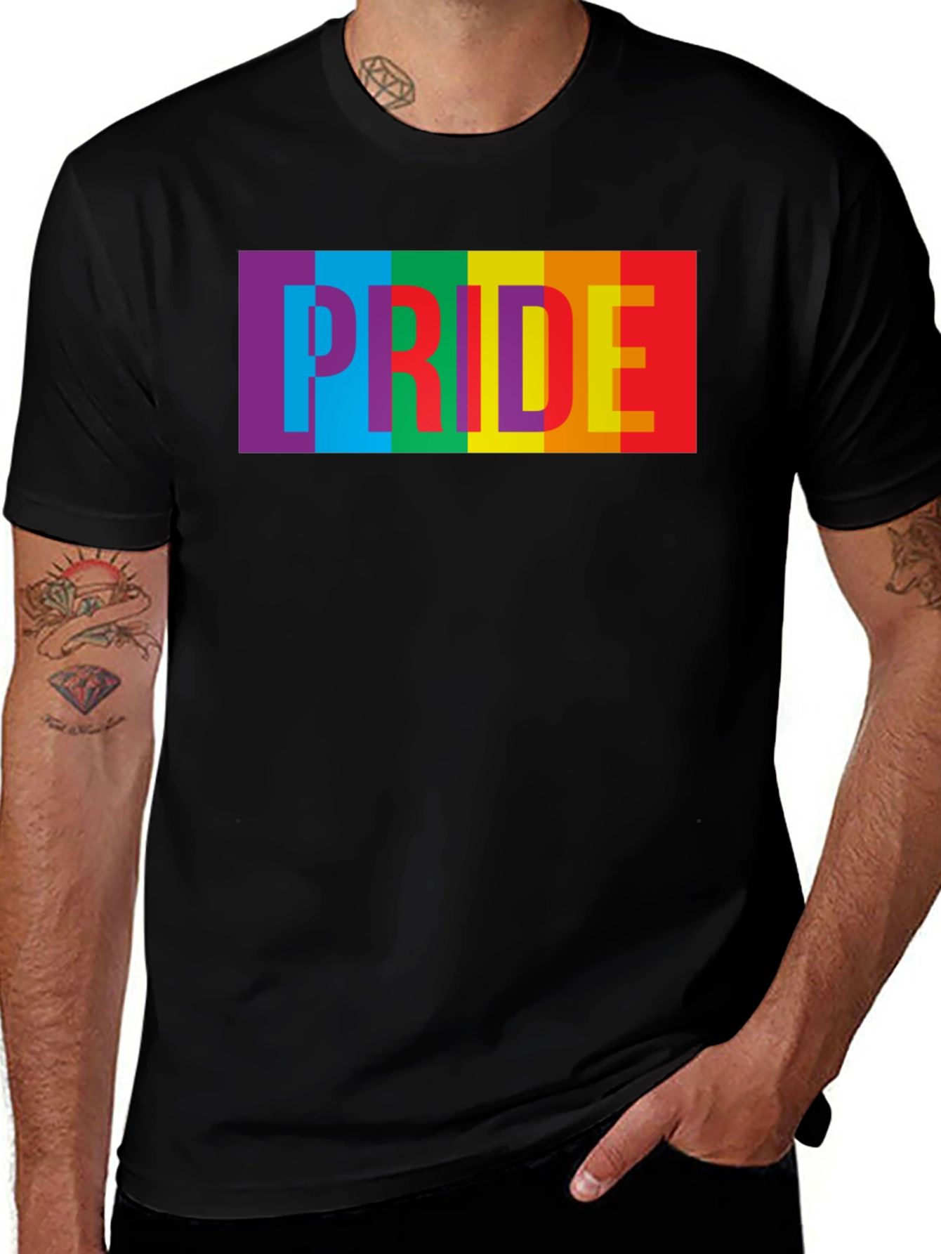 Variant 16 of Pride Rainbow Graphic Tee - Black
