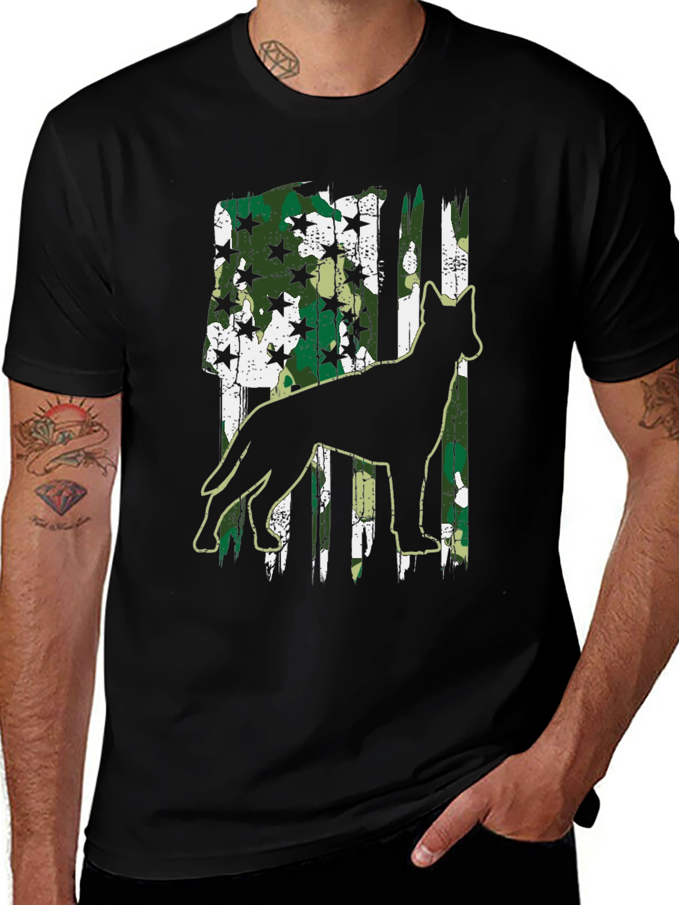 Variant 16 of Camo Dog Graphic Tee - Patriotic Style!
