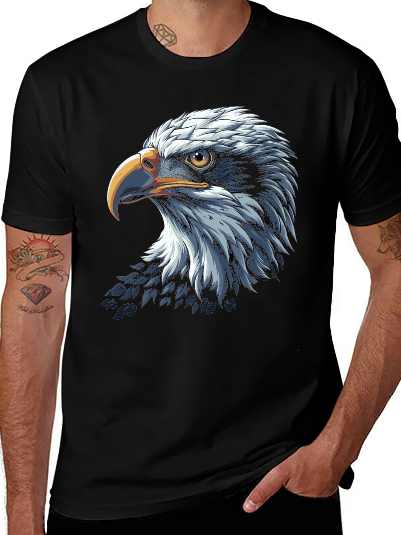 Variant 8 of Eagle Graphic Print Black T-Shirt