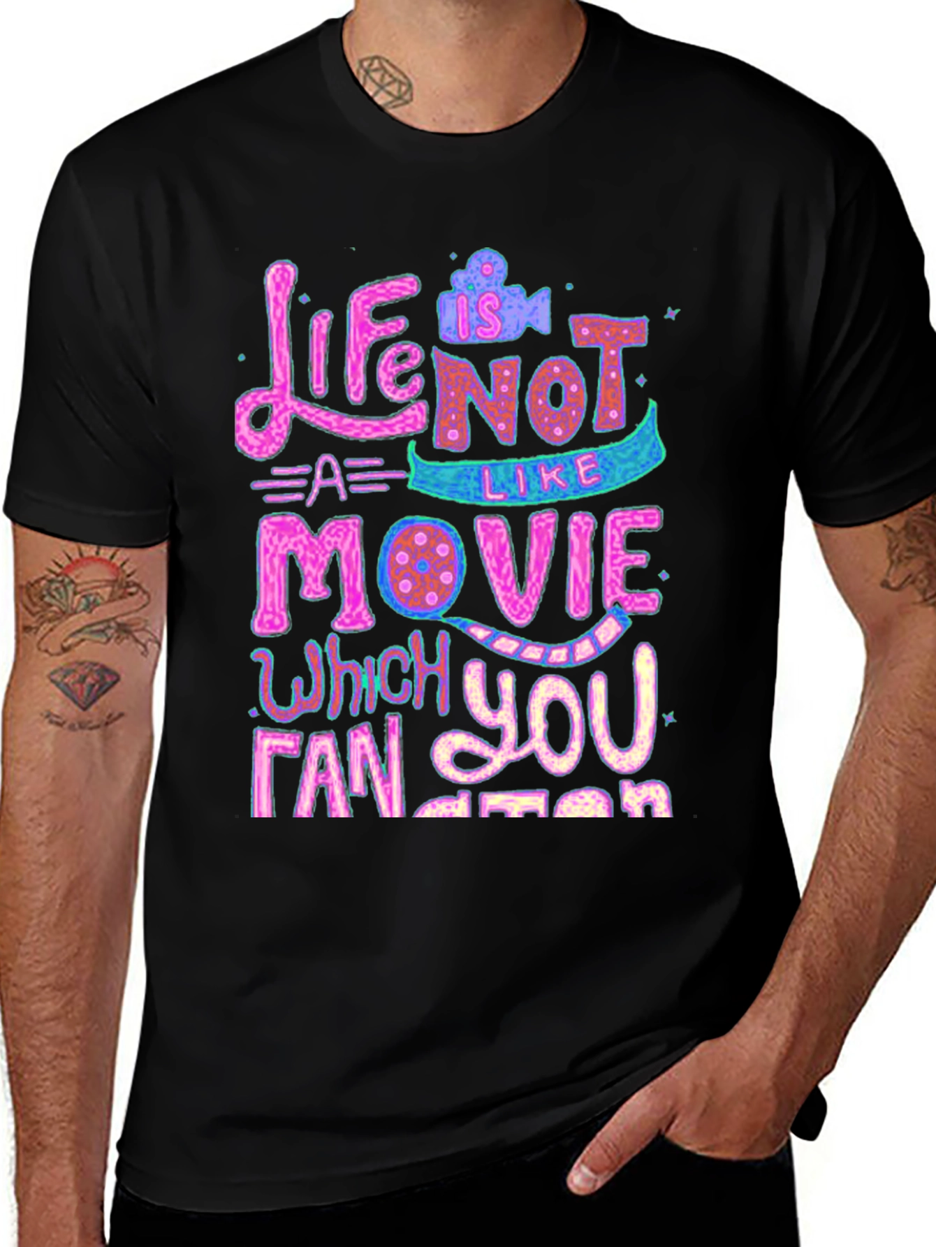 Variant 21 of Life Is Not A Movie T-Shirt - Black Crew Neck