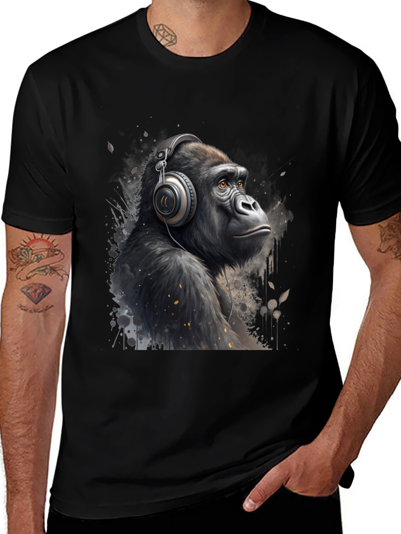 Variant 17 of Gorilla Headphones Graphic T-Shirt - Cool Animal Tee
