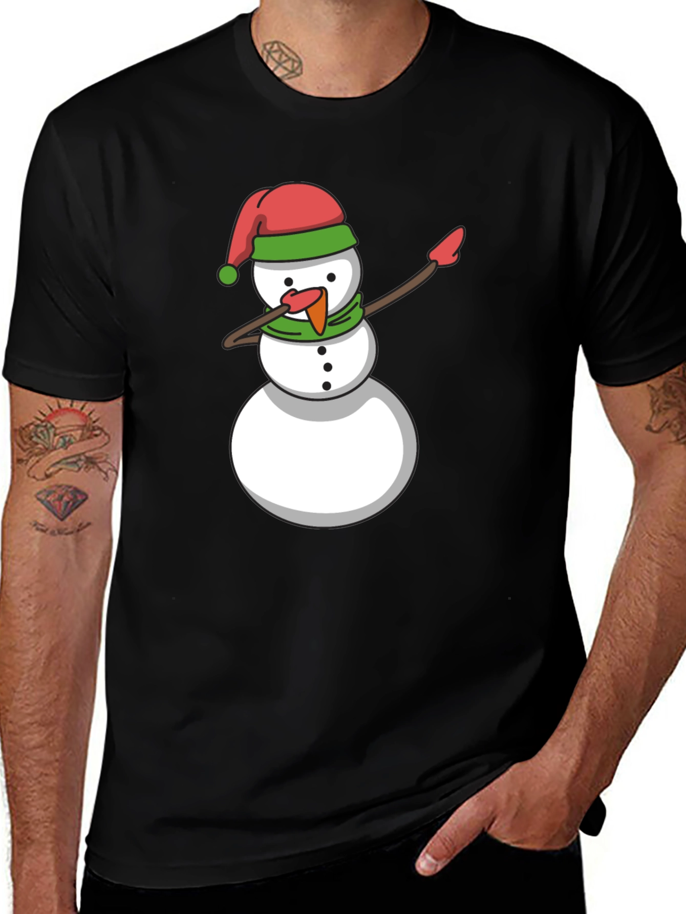 Variant 3 of Dabbing Snowman Holiday Tee - Black