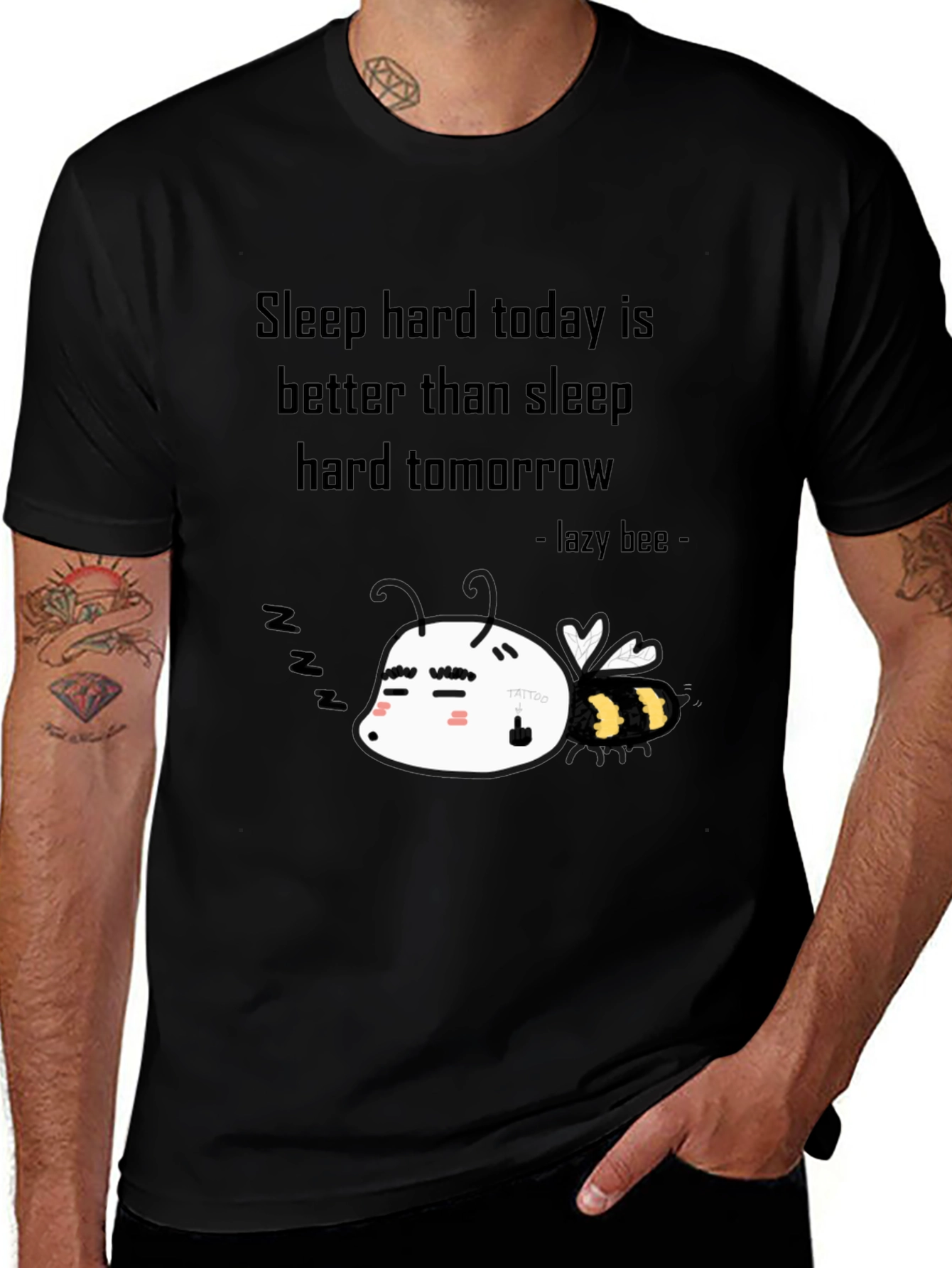 Variant 9 of Lazy Bee Graphic T-Shirt - Sleep Hard Today