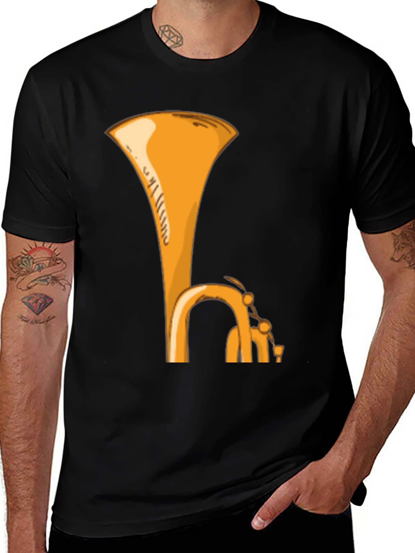 Tuba Graphic Tee - Music Lover's Black T-Shirt