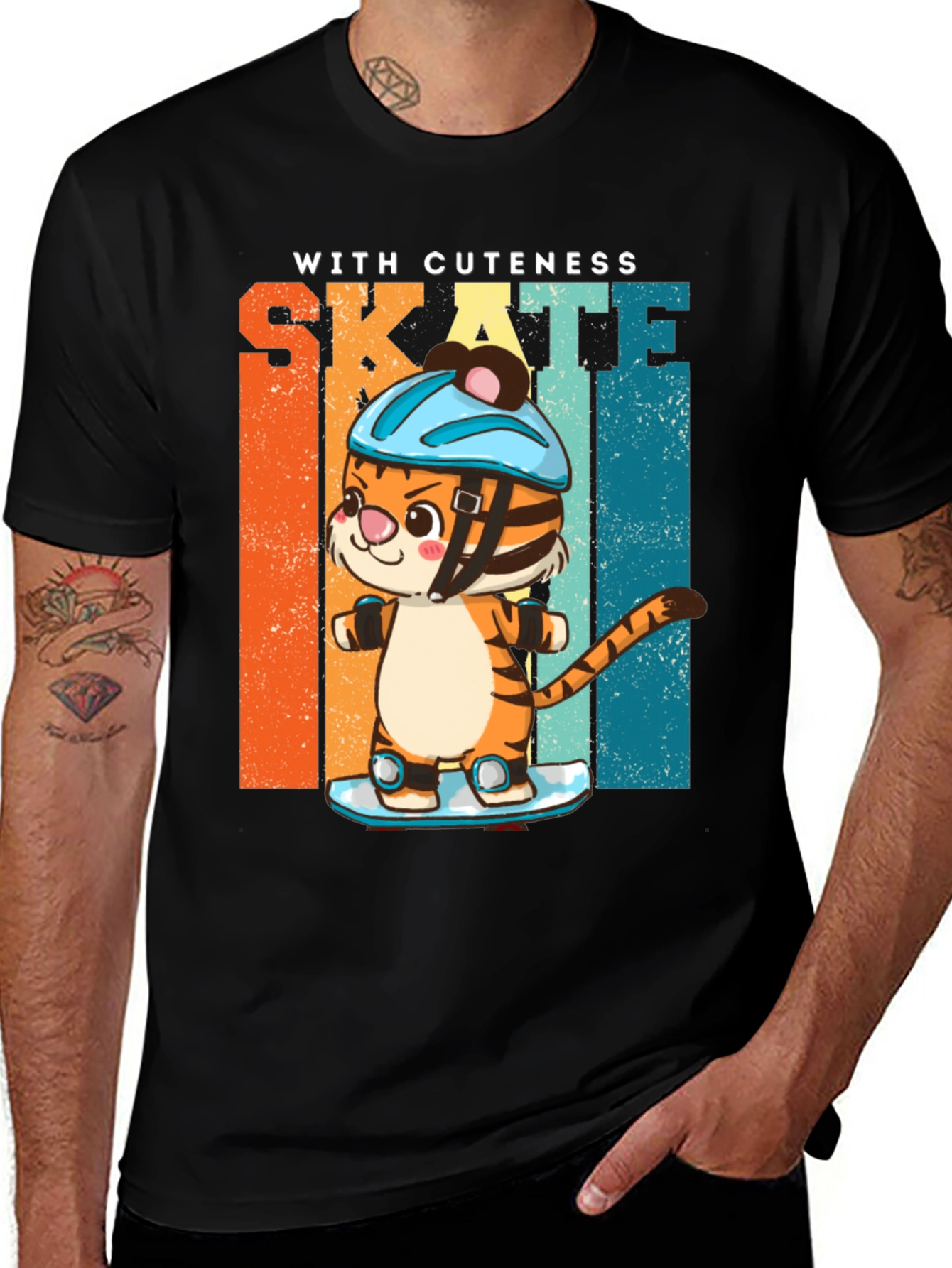 Variant 22 of Cute Tiger Skateboard Graphic T-Shirt