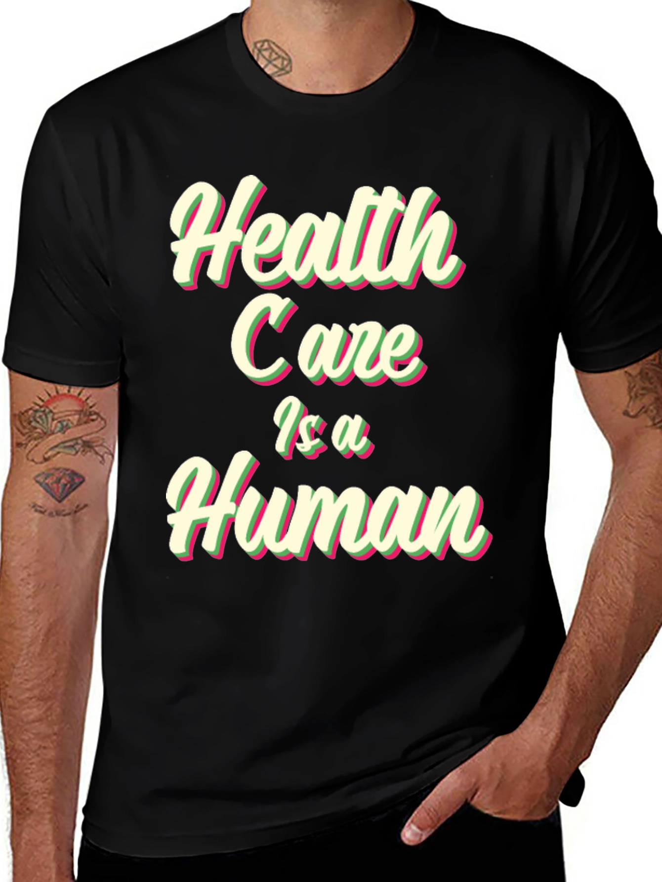 Variant 12 of Health Care is a Human Right Black Tee