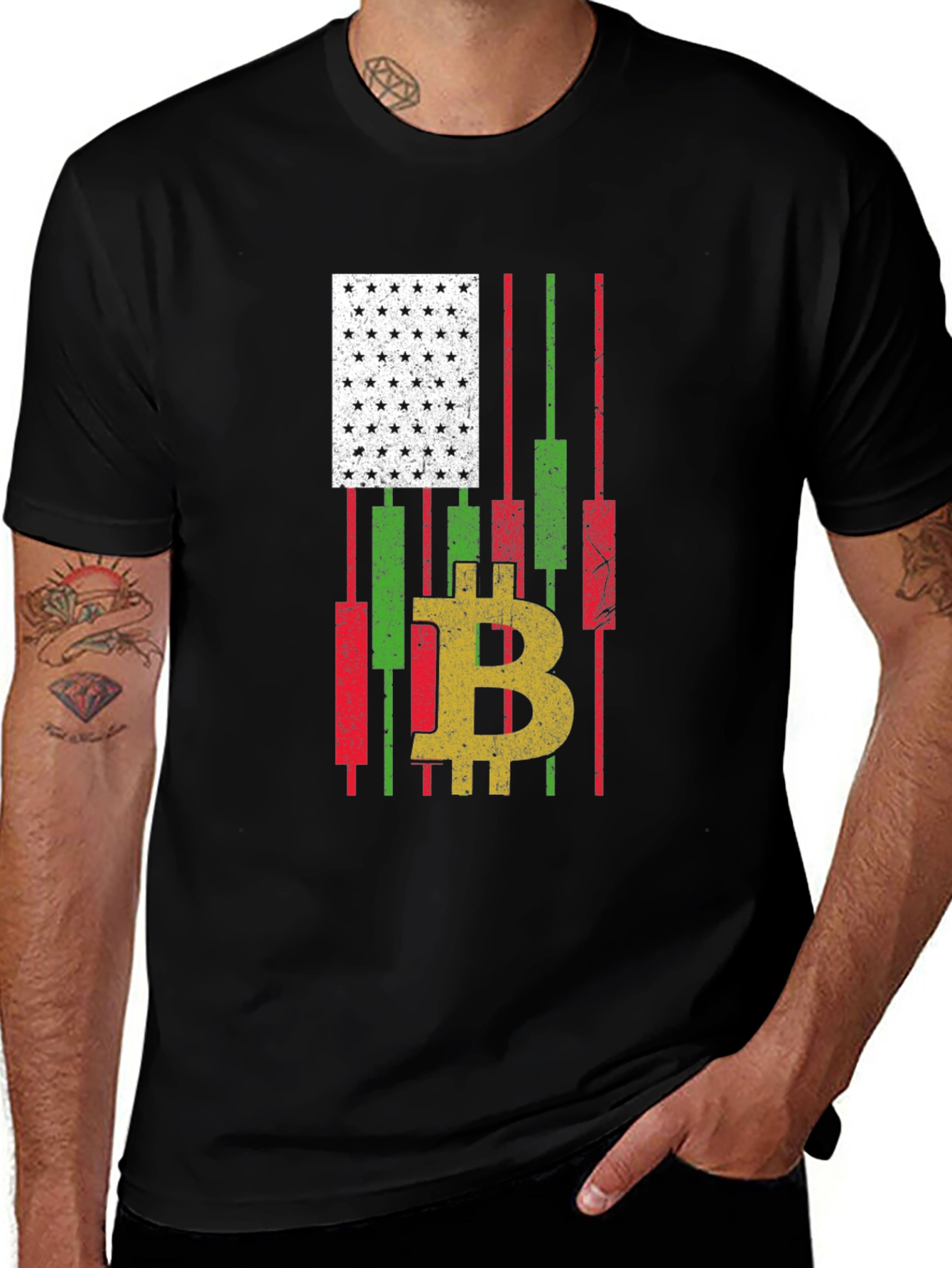 Bitcoin American Flag T-Shirt Crypto Trader Tee