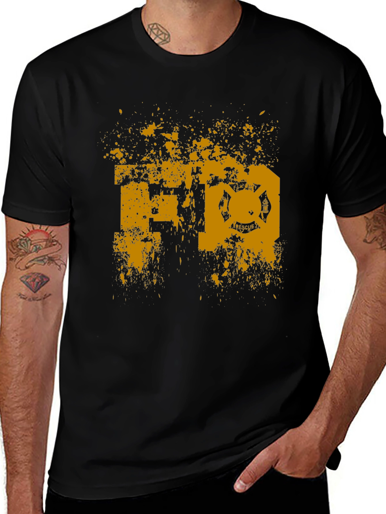 FD Rescue Black T-Shirt - Fire Department