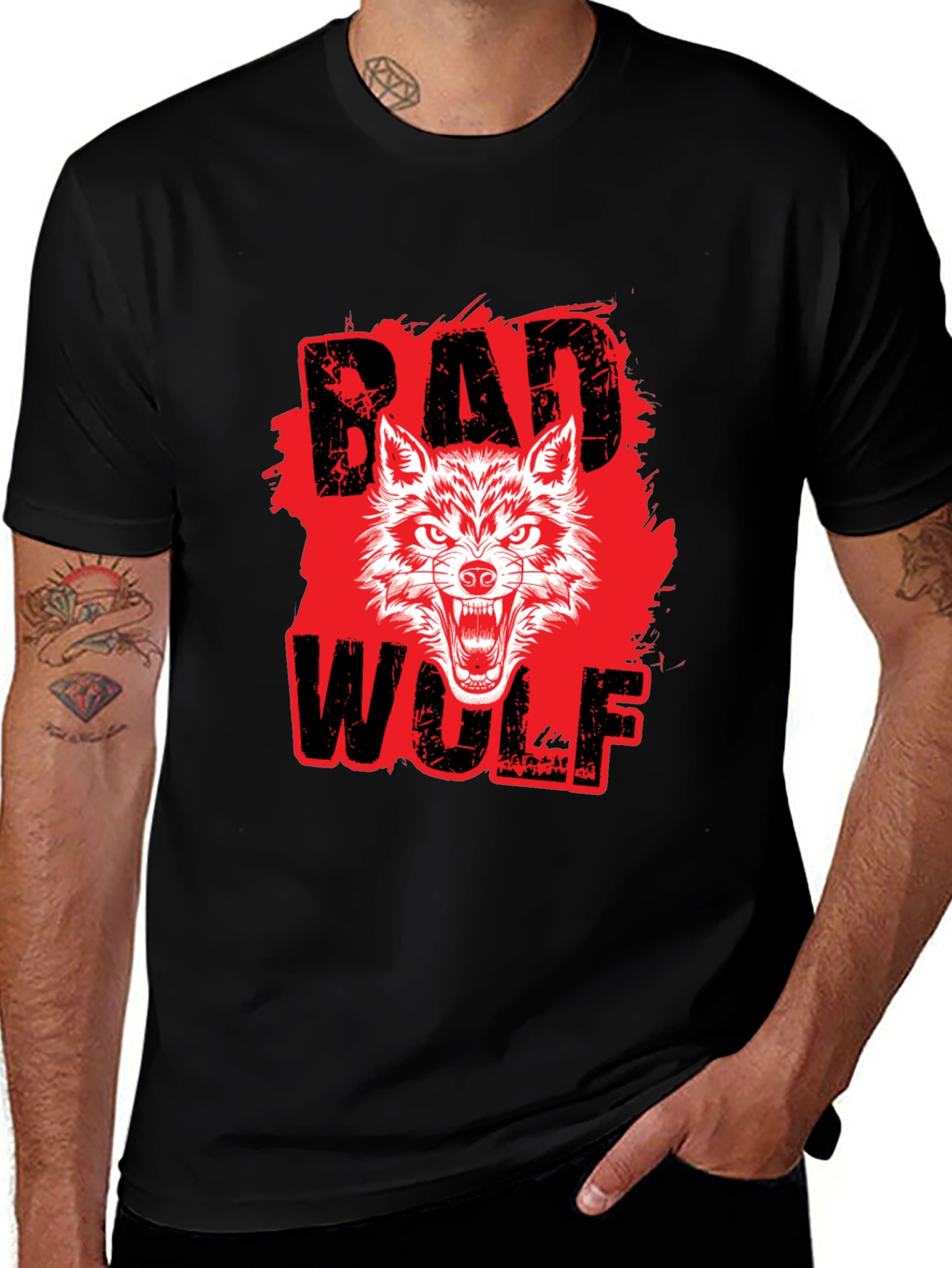 Variant 26 of Bad Wolf Graphic Print Black T-Shirt