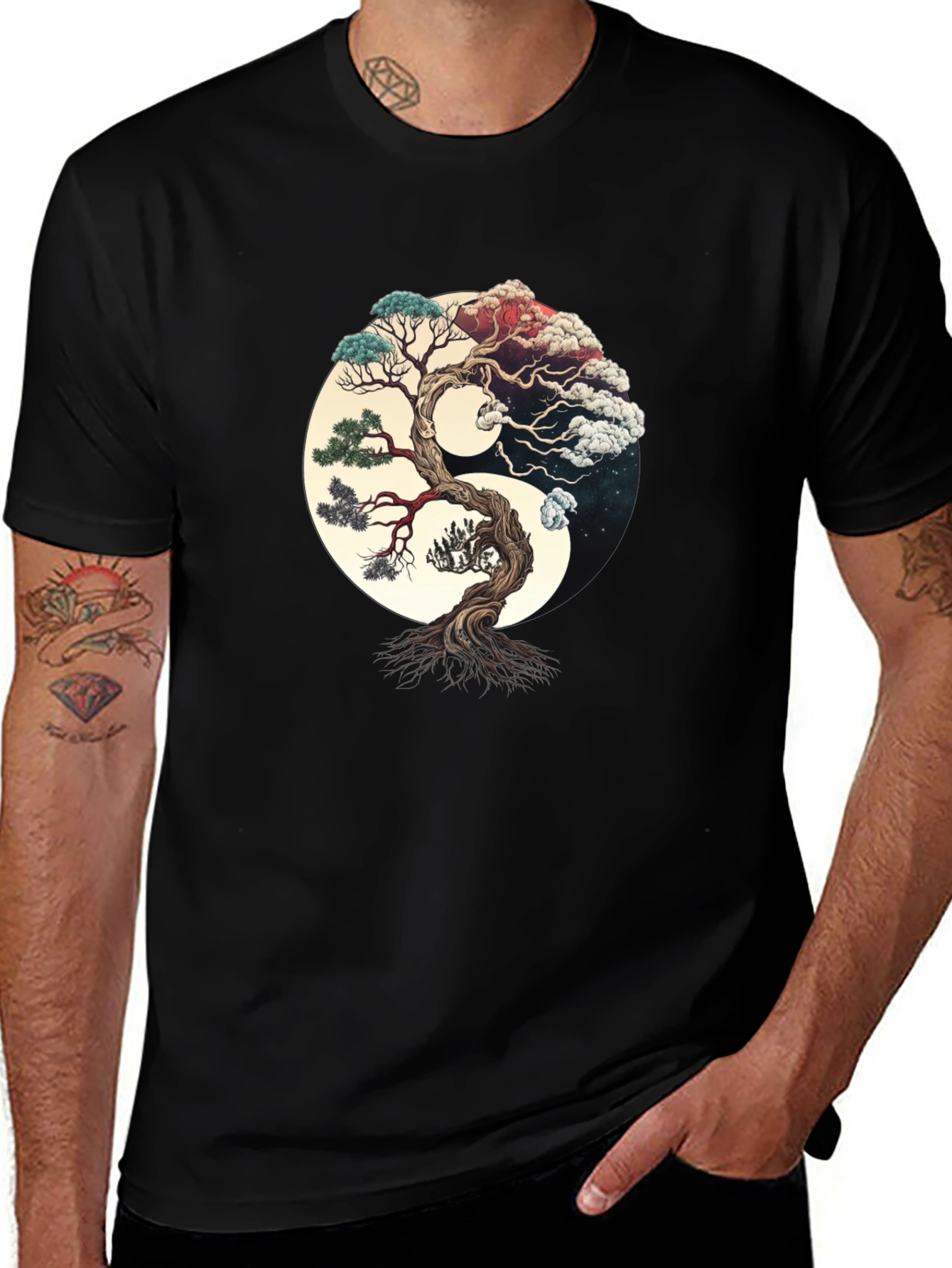 Variant 25 of Yin Yang Tree Graphic Tee - Harmony & Balance